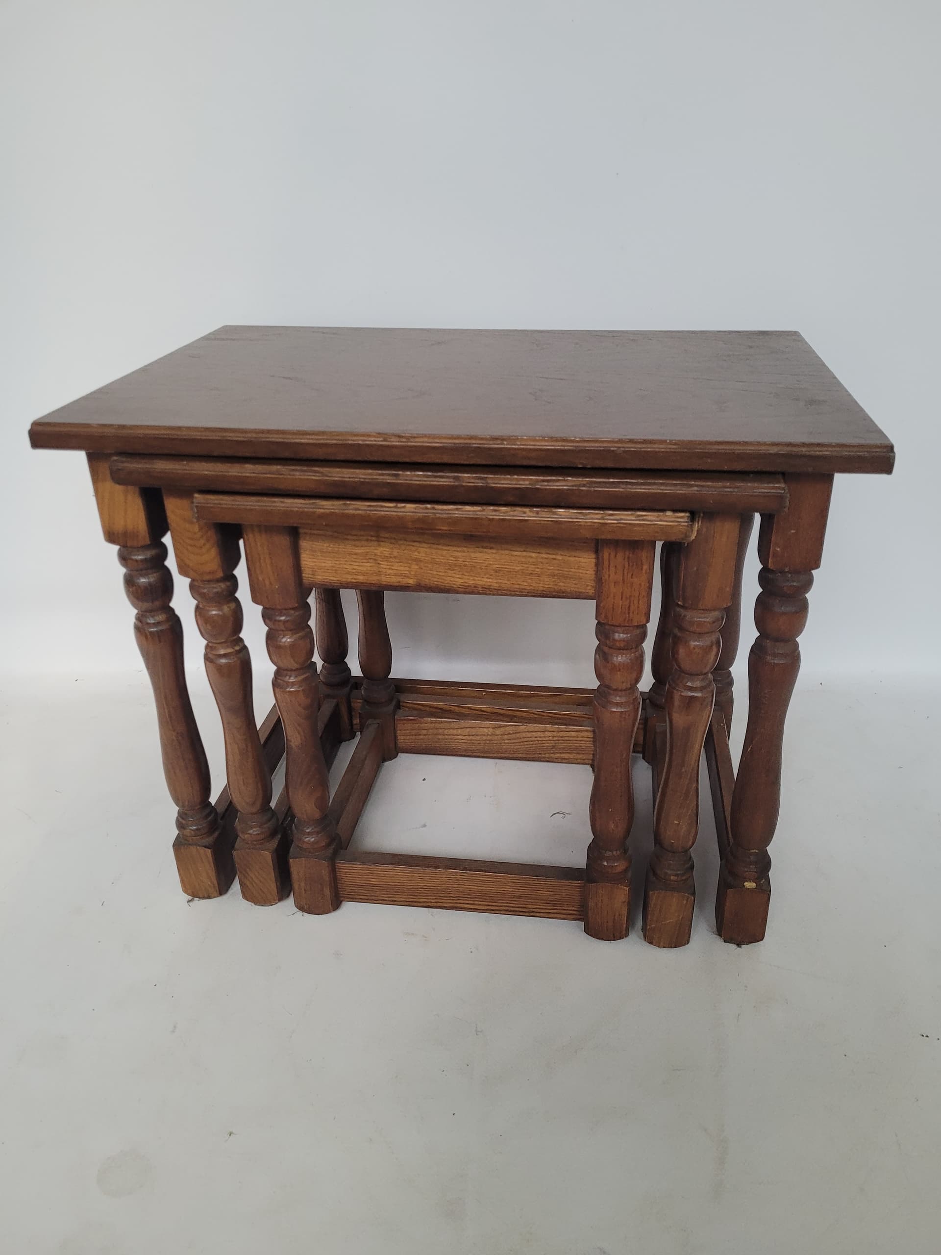 Set of three nesting side tables, brown wood, Germany, 1960s. - 342884