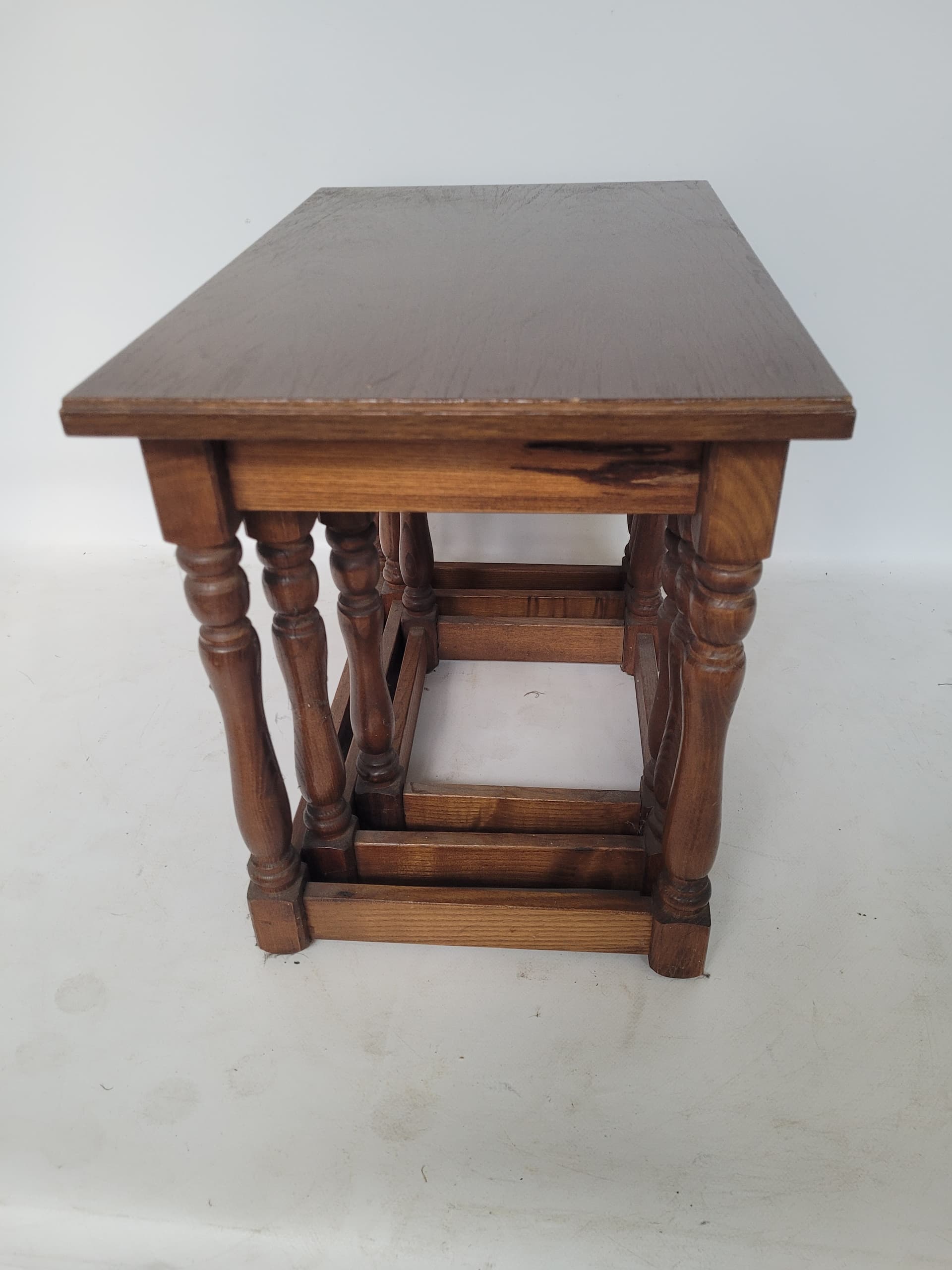 Set of three nesting side tables, brown wood, Germany, 1960s. - 342881