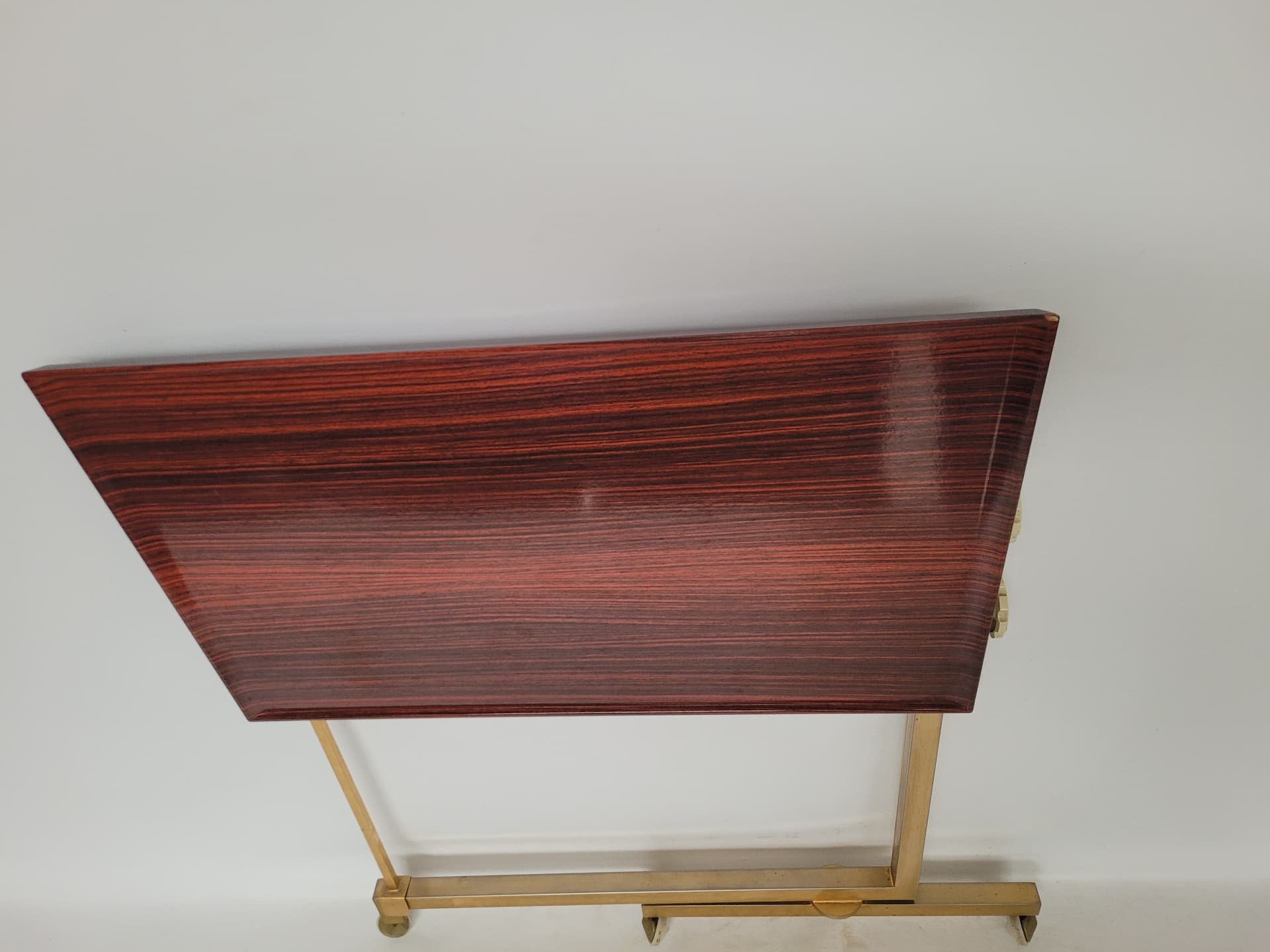 Side Table Variett, brown plywood, gold brass, Germany, 1970s. - 342913