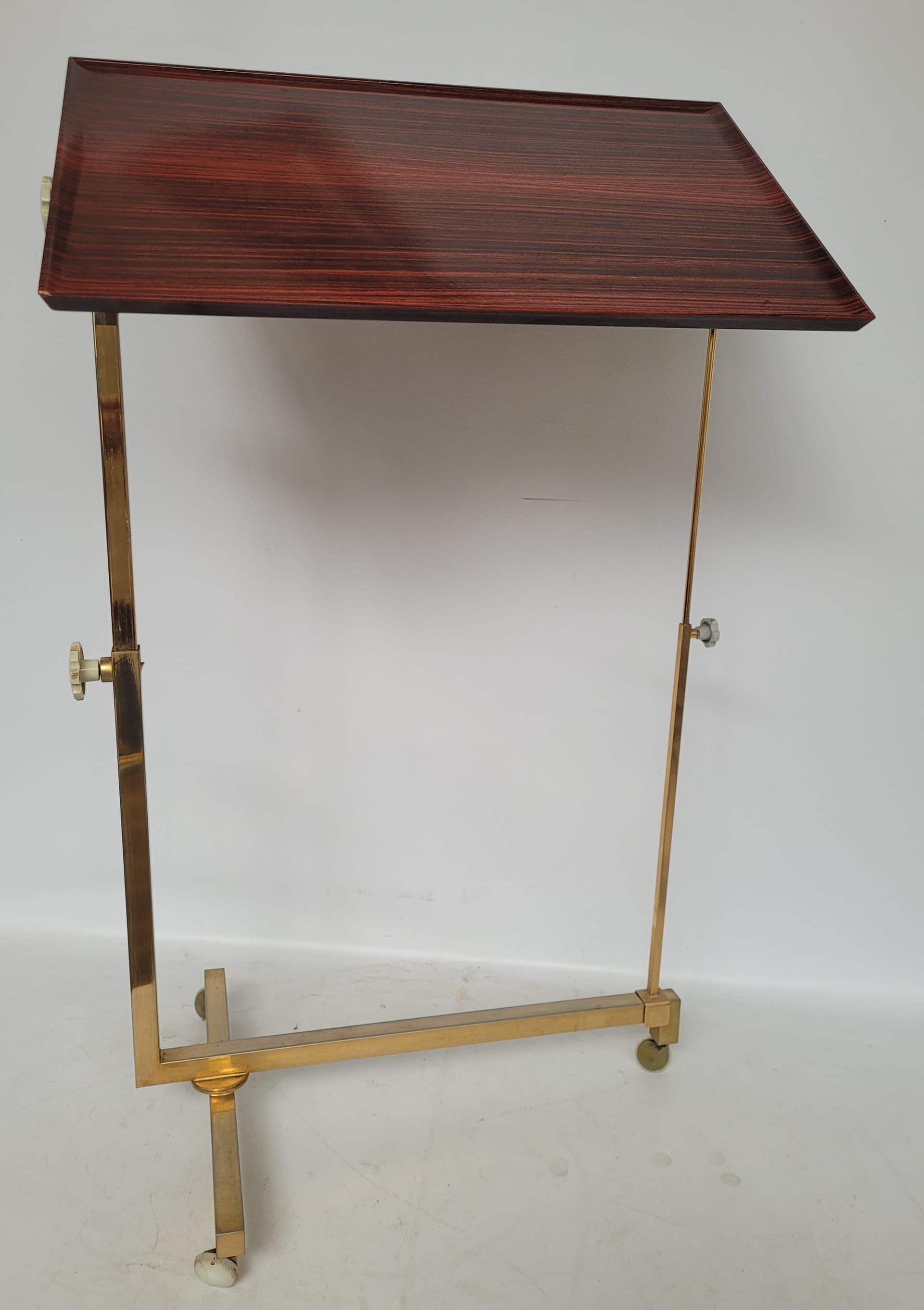 Side Table Variett, brown plywood, gold brass, Germany, 1970s. - 342905