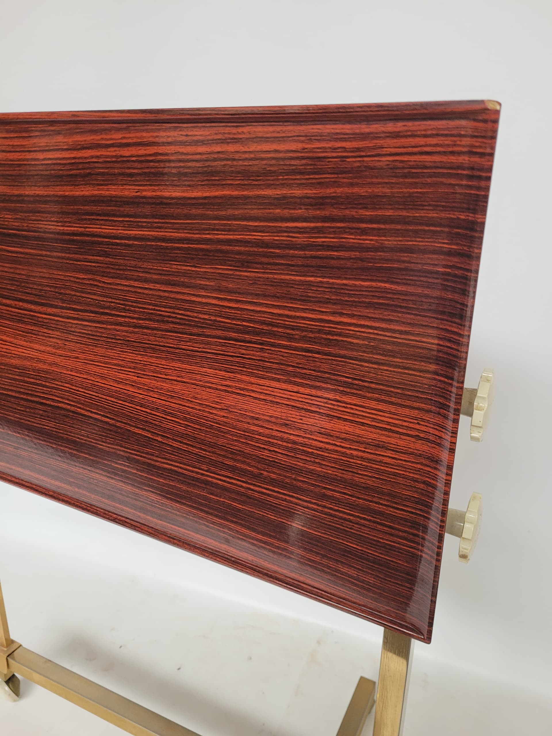 Side Table Variett, brown plywood, gold brass, Germany, 1970s. - 342917