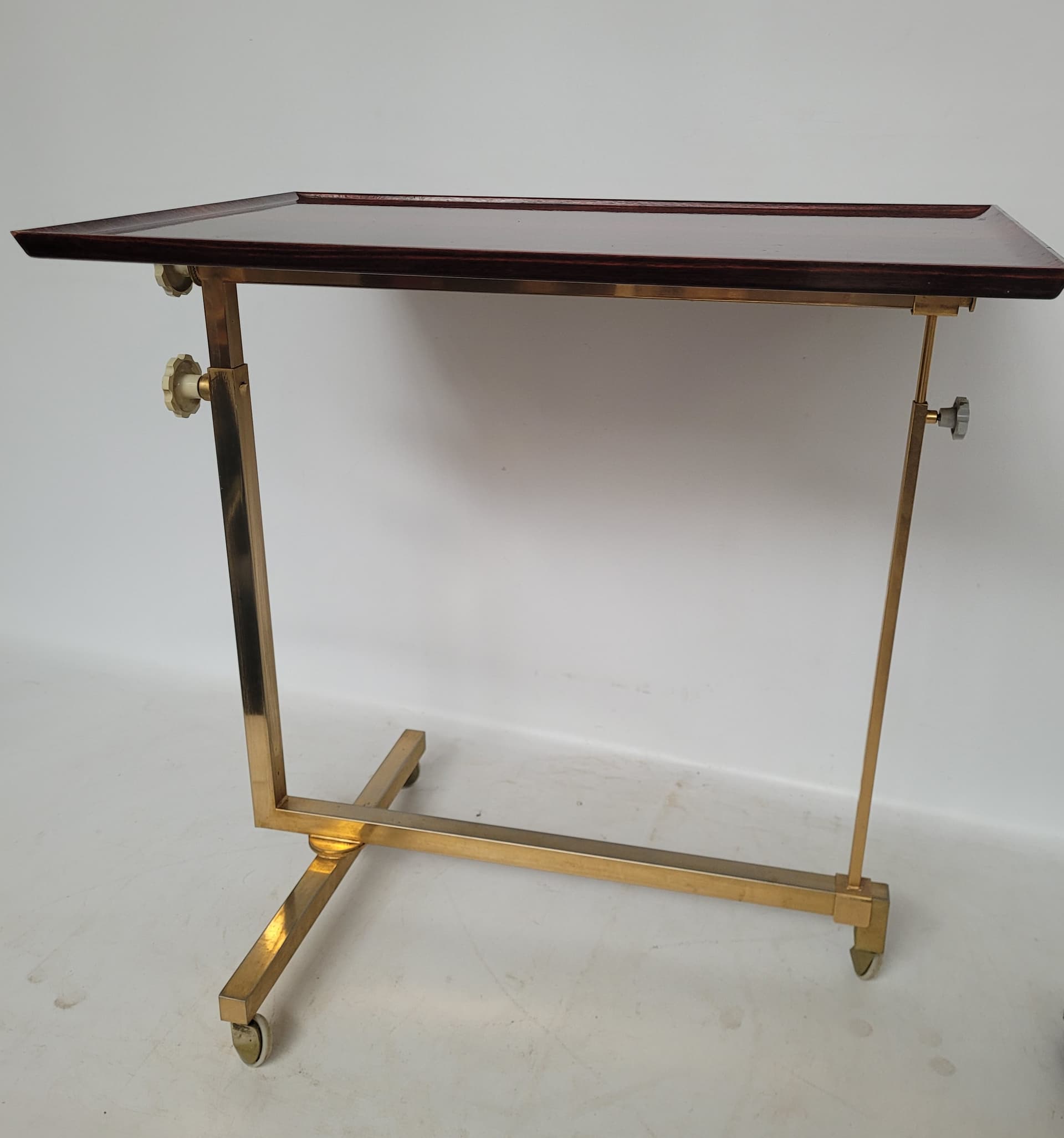 Side Table Variett, brown plywood, gold brass, Germany, 1970s. - 342906