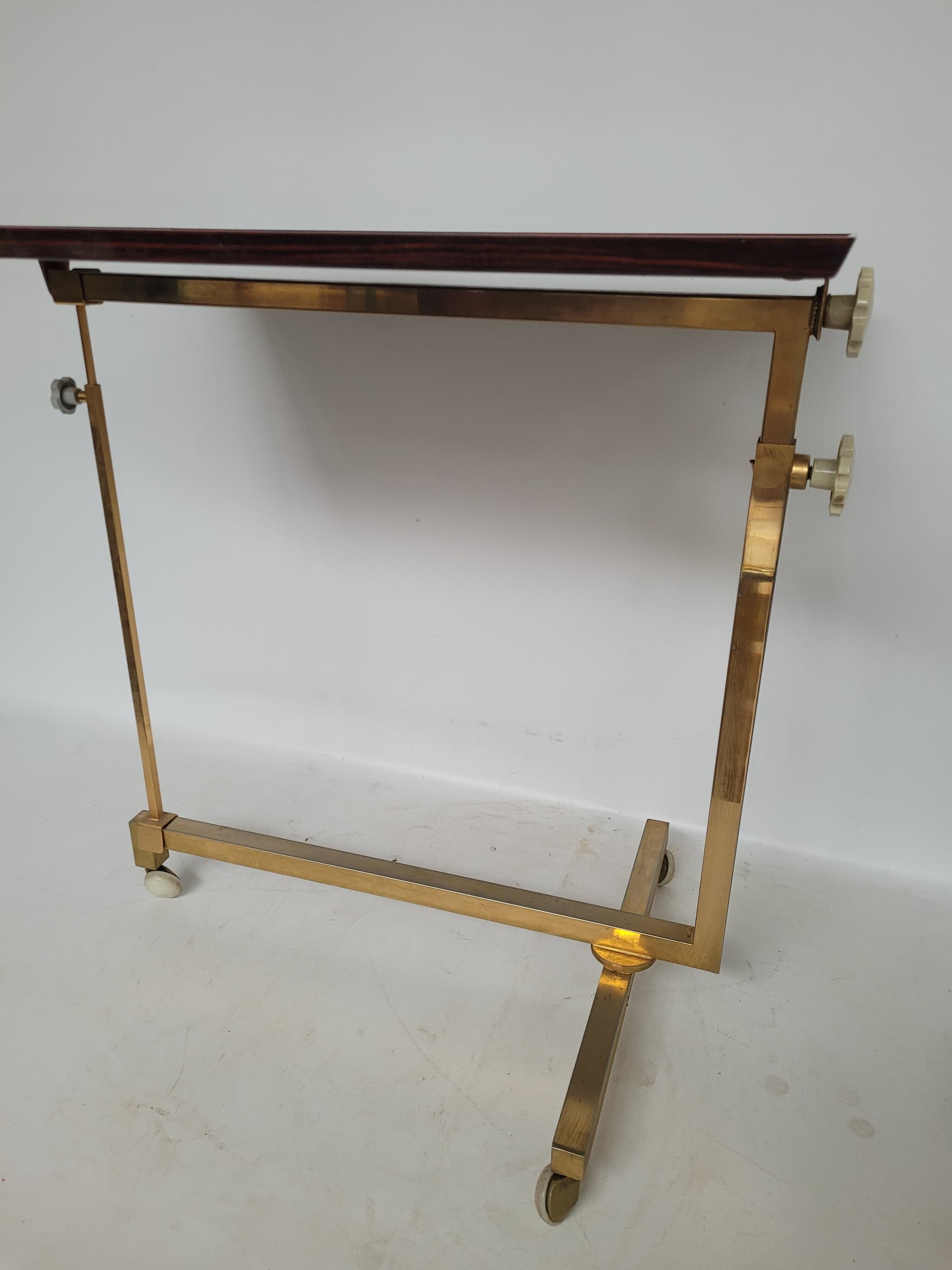 Side Table Variett, brown plywood, gold brass, Germany, 1970s. - 342909