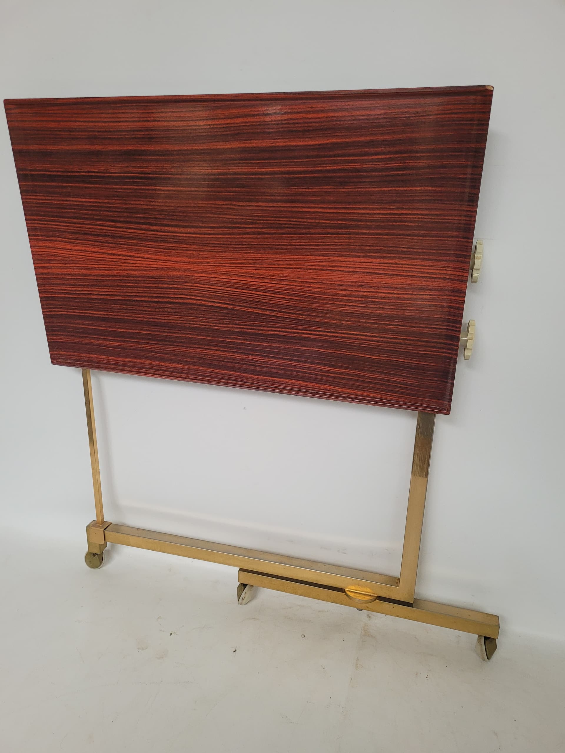 Side Table Variett, brown plywood, gold brass, Germany, 1970s. - 342916
