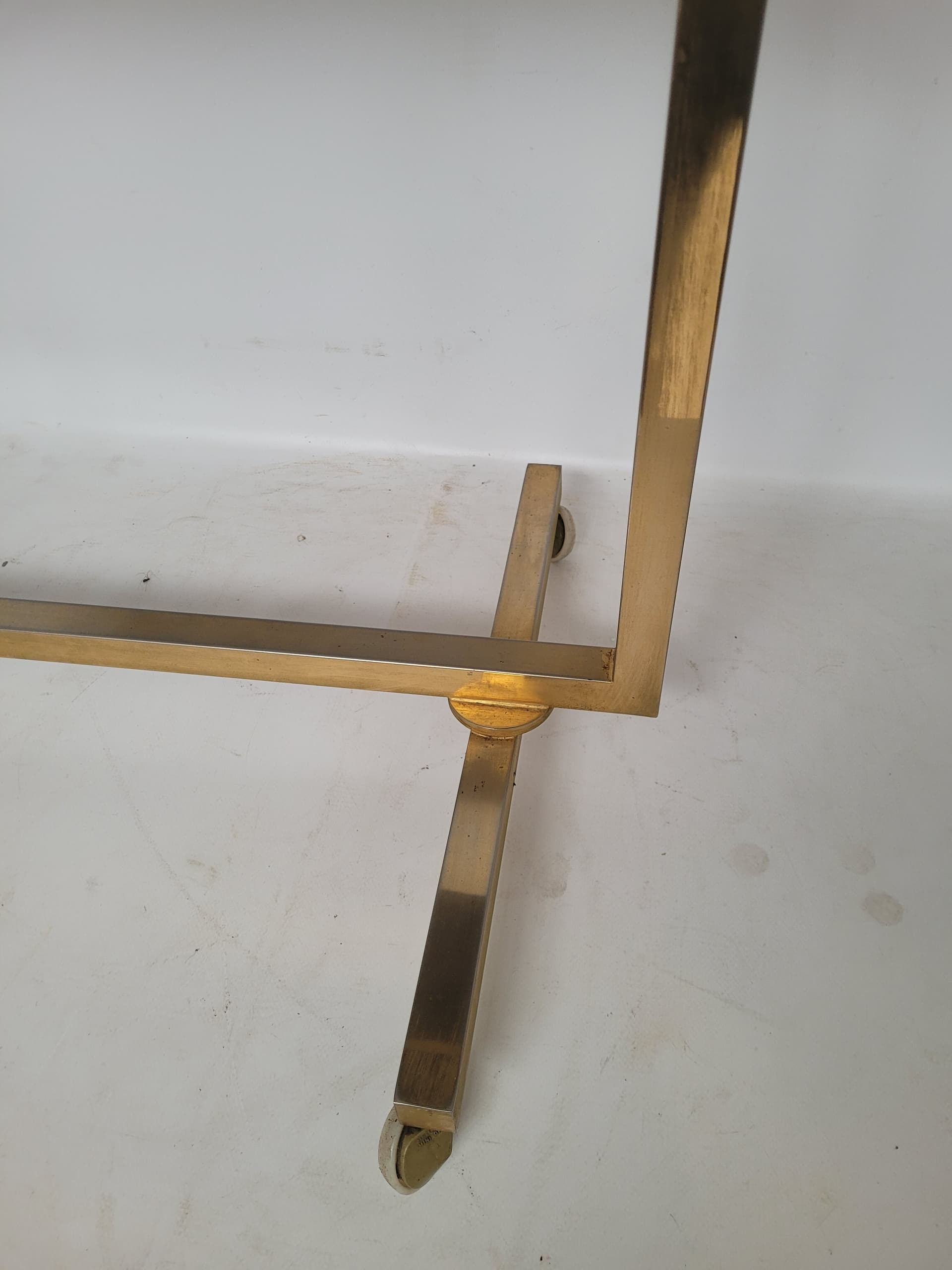 Side Table Variett, brown plywood, gold brass, Germany, 1970s. - 342907