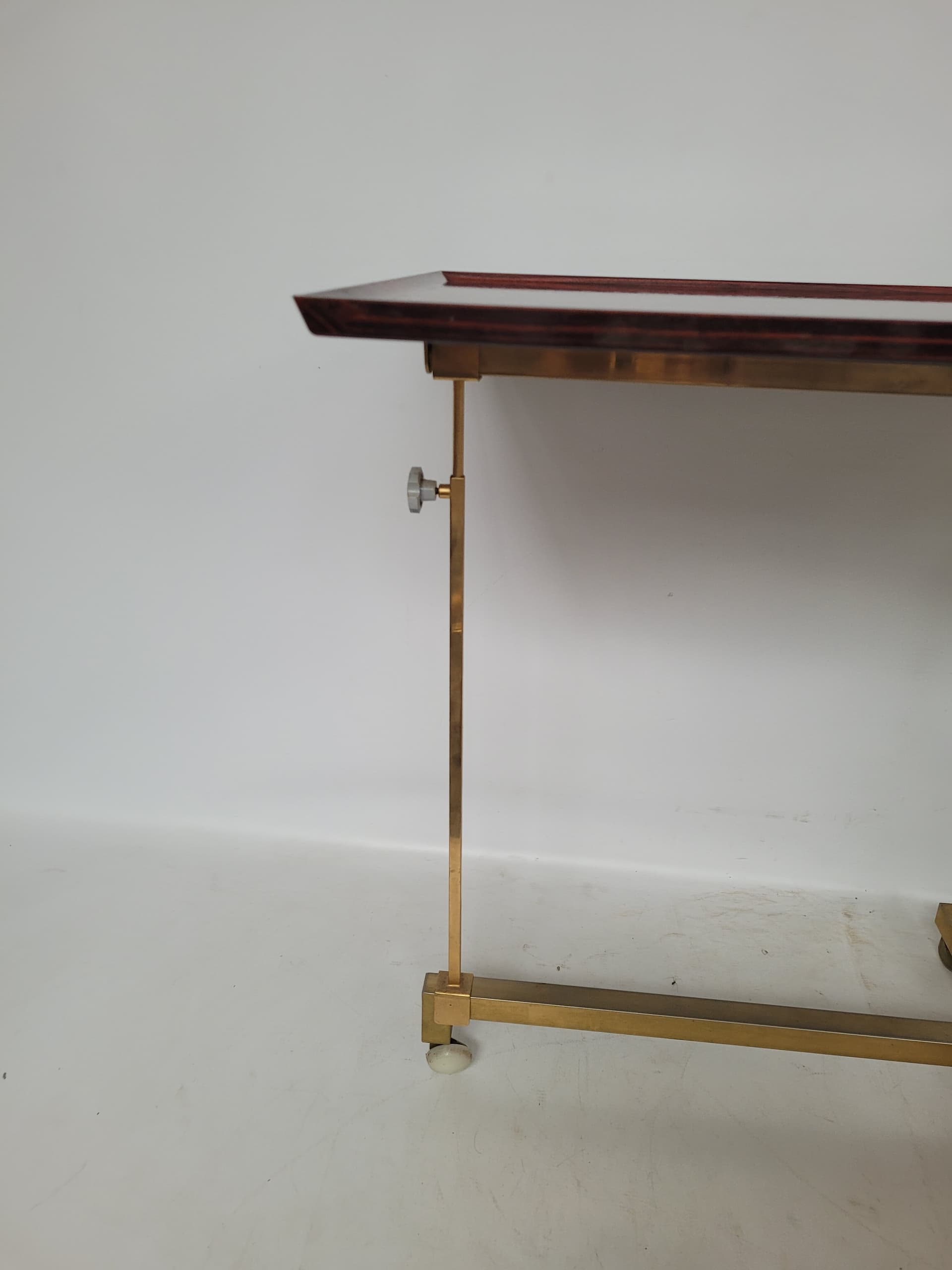 Side Table Variett, brown plywood, gold brass, Germany, 1970s. - 342911