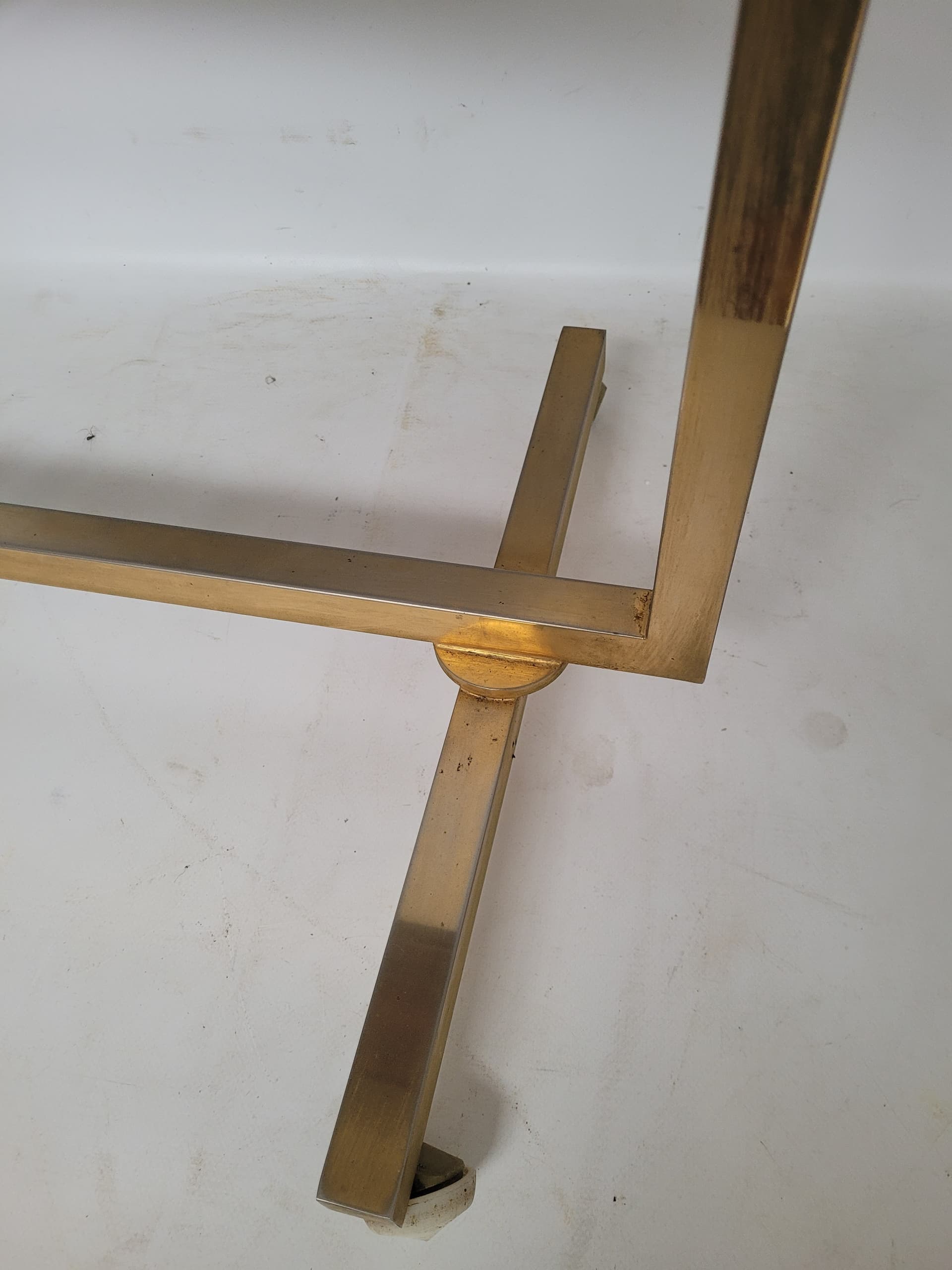 Side Table Variett, brown plywood, gold brass, Germany, 1970s. - 342914