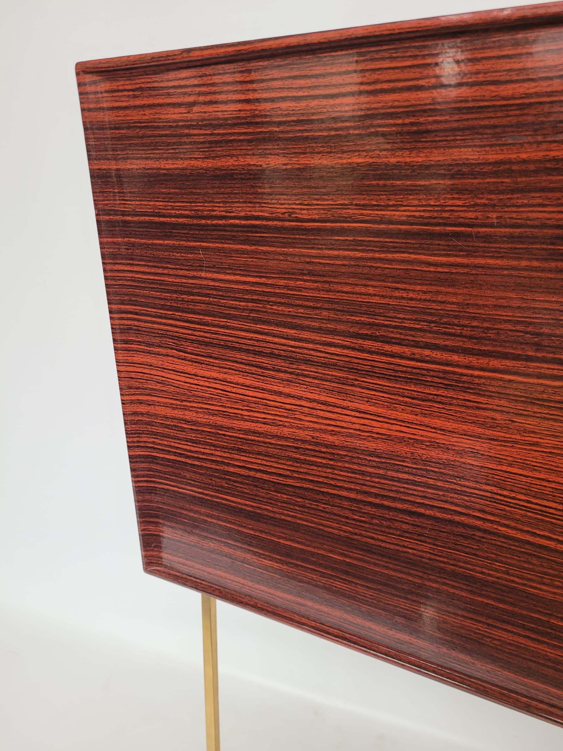Side Table Variett, brown plywood, gold brass, Germany, 1970s. - 342918