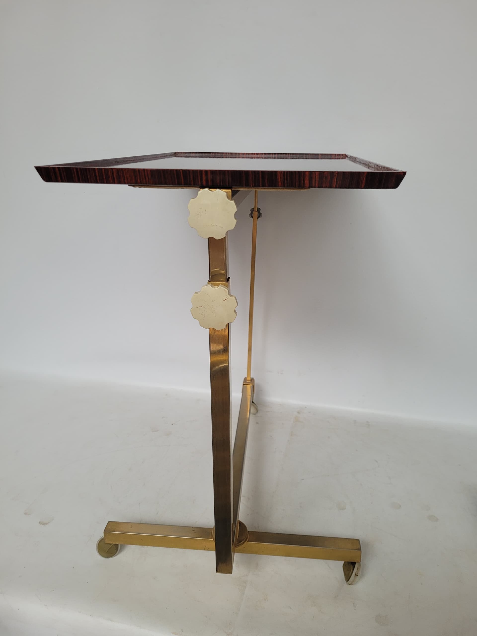 Side Table Variett, brown plywood, gold brass, Germany, 1970s. - 342908