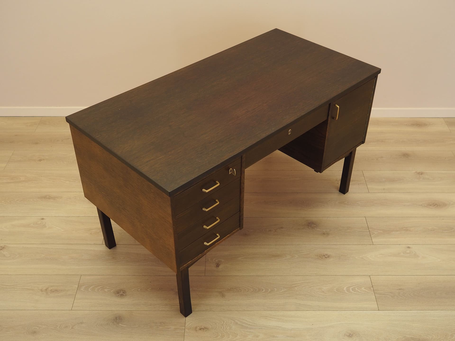 Desk, brown oak, Denmark, 1970s. - 342942