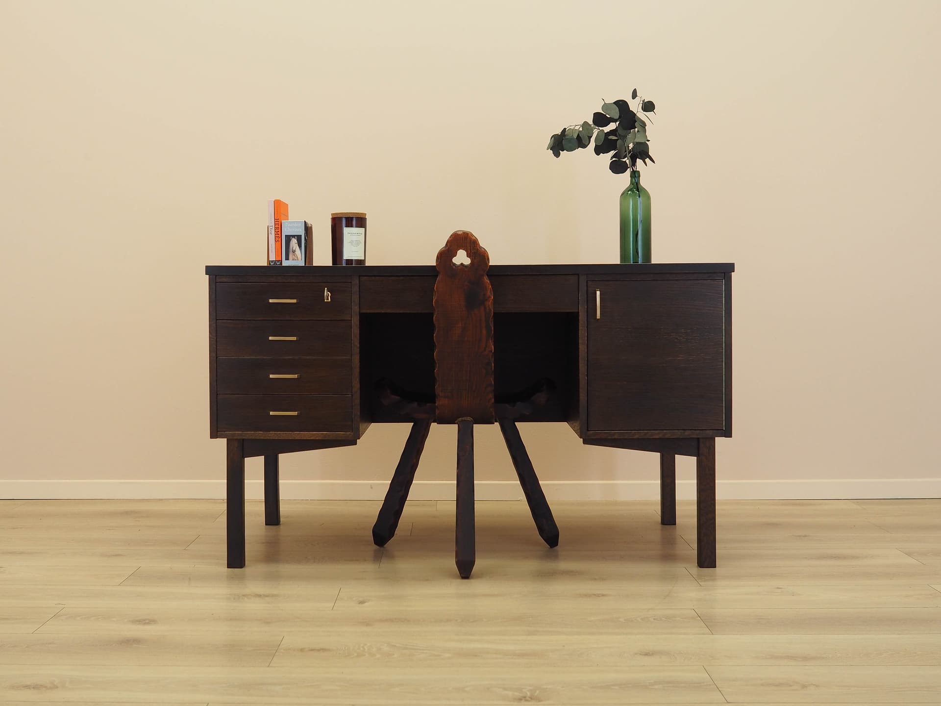 Desk, brown oak, Denmark, 1970s. - 342937