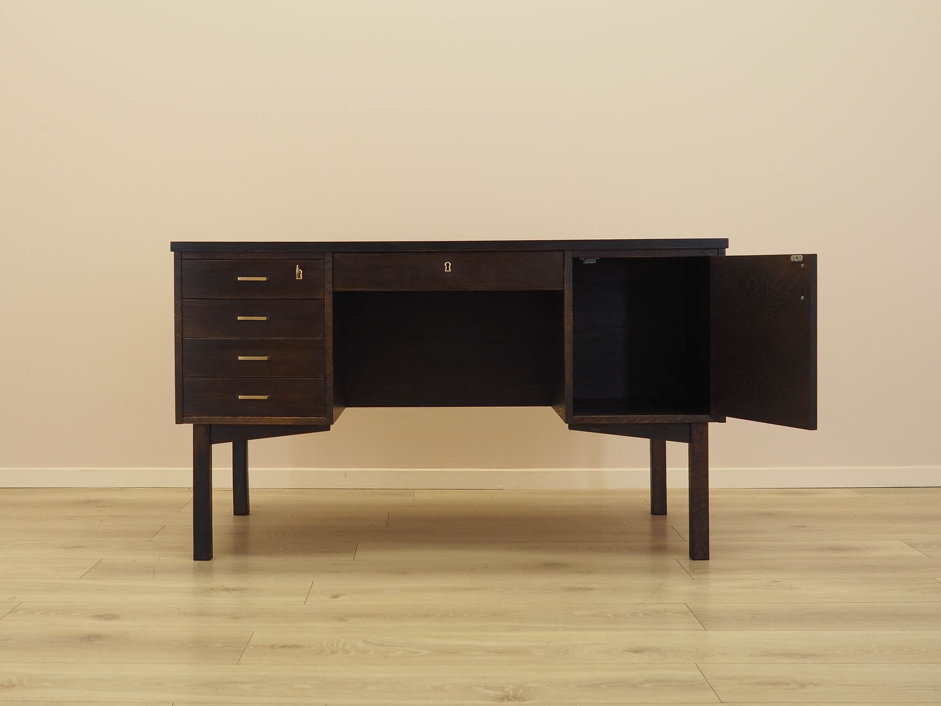 Desk, brown oak, Denmark, 1970s. - 342939