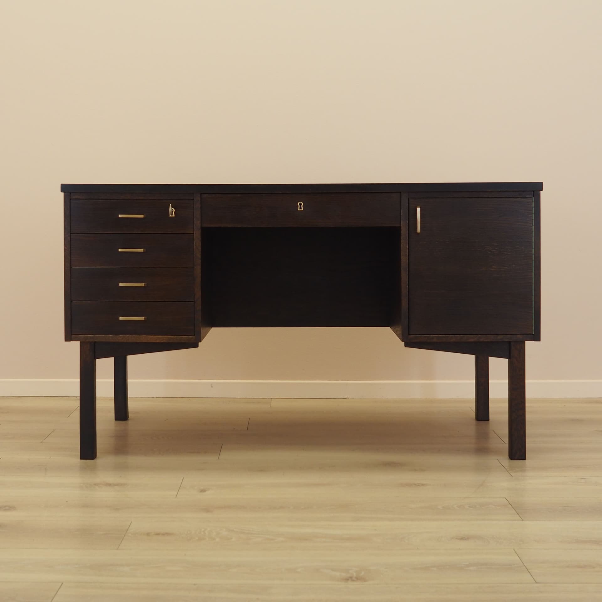Desk, brown oak, Denmark, 1970s. - 342936