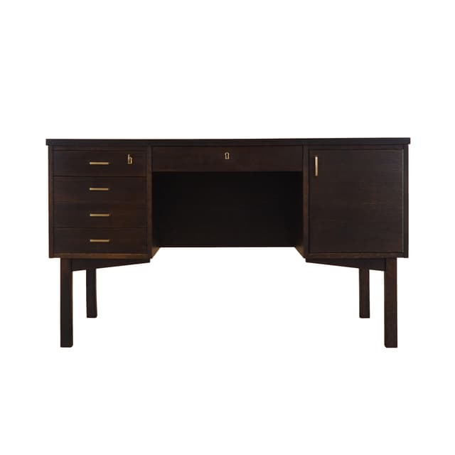 Desk, brown oak, Denmark, 1970s. - DIMENSION