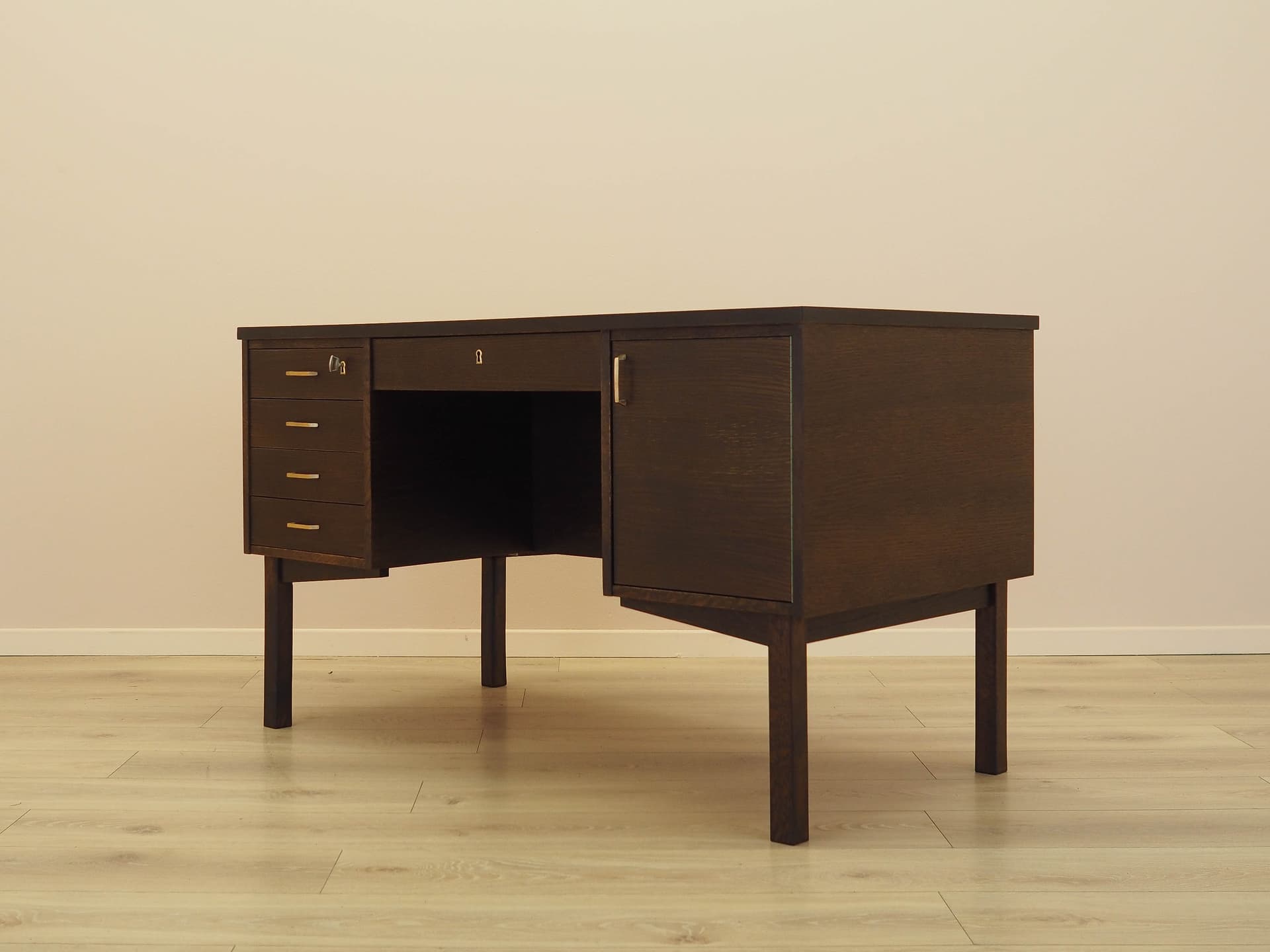 Desk, brown oak, Denmark, 1970s. - 342940