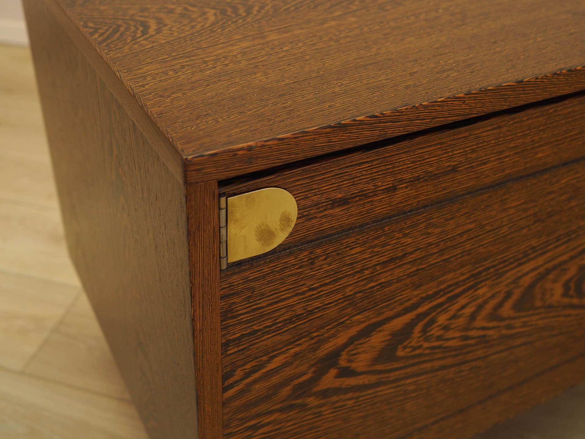Cabinet, brown oak, black metal, Denmark, 1970s. - 342981