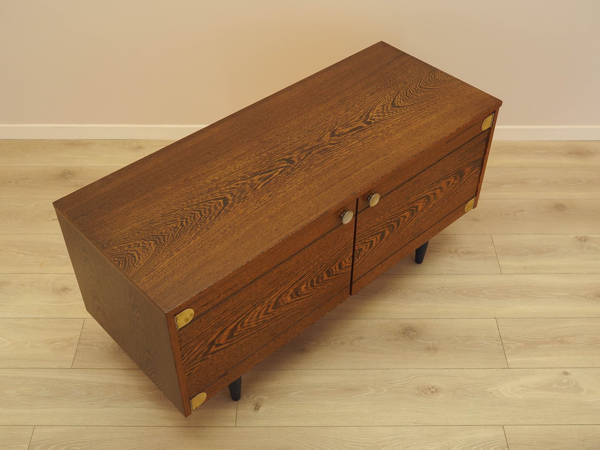 Cabinet, brown oak, black metal, Denmark, 1970s. - 342980