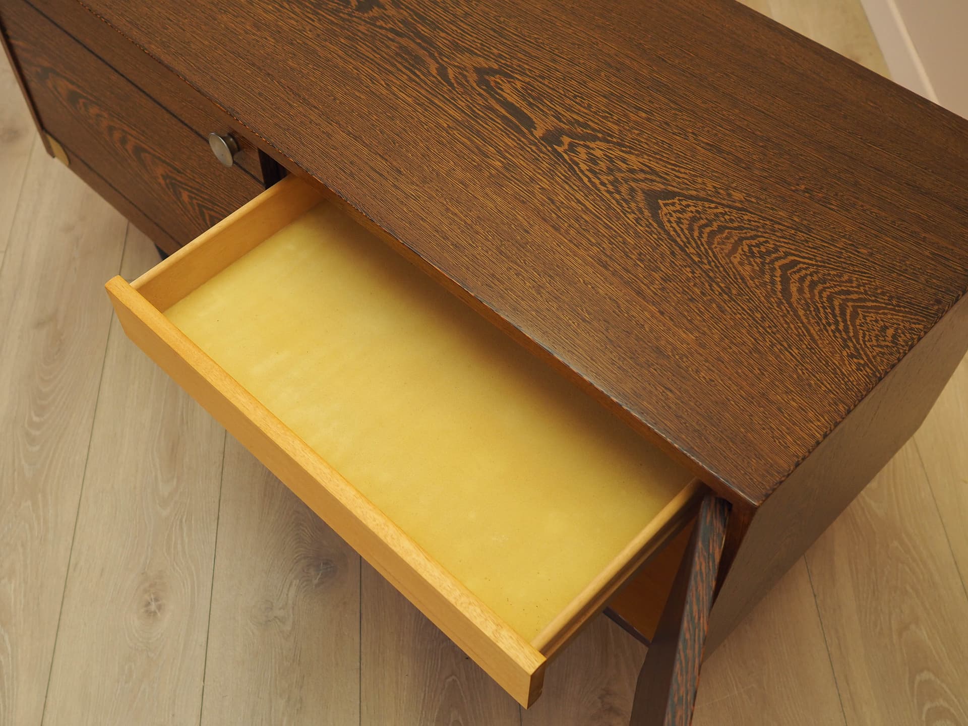Cabinet, brown oak, black metal, Denmark, 1970s. - 342983