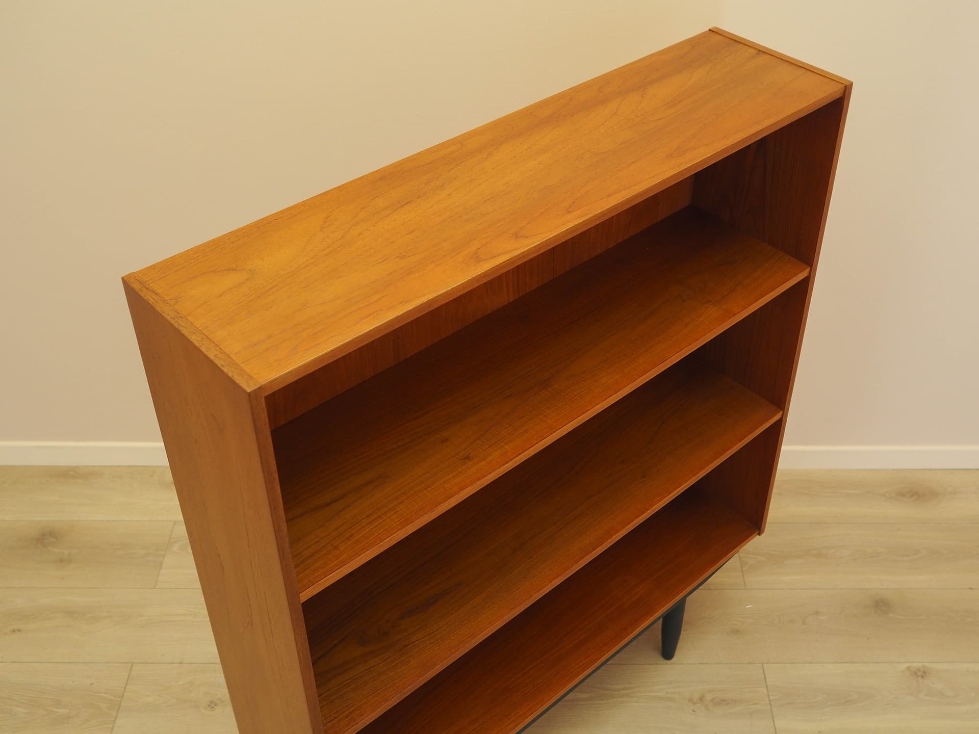 Shelving unit, brown teak, black wood, Denmark, 1970s. - 342989