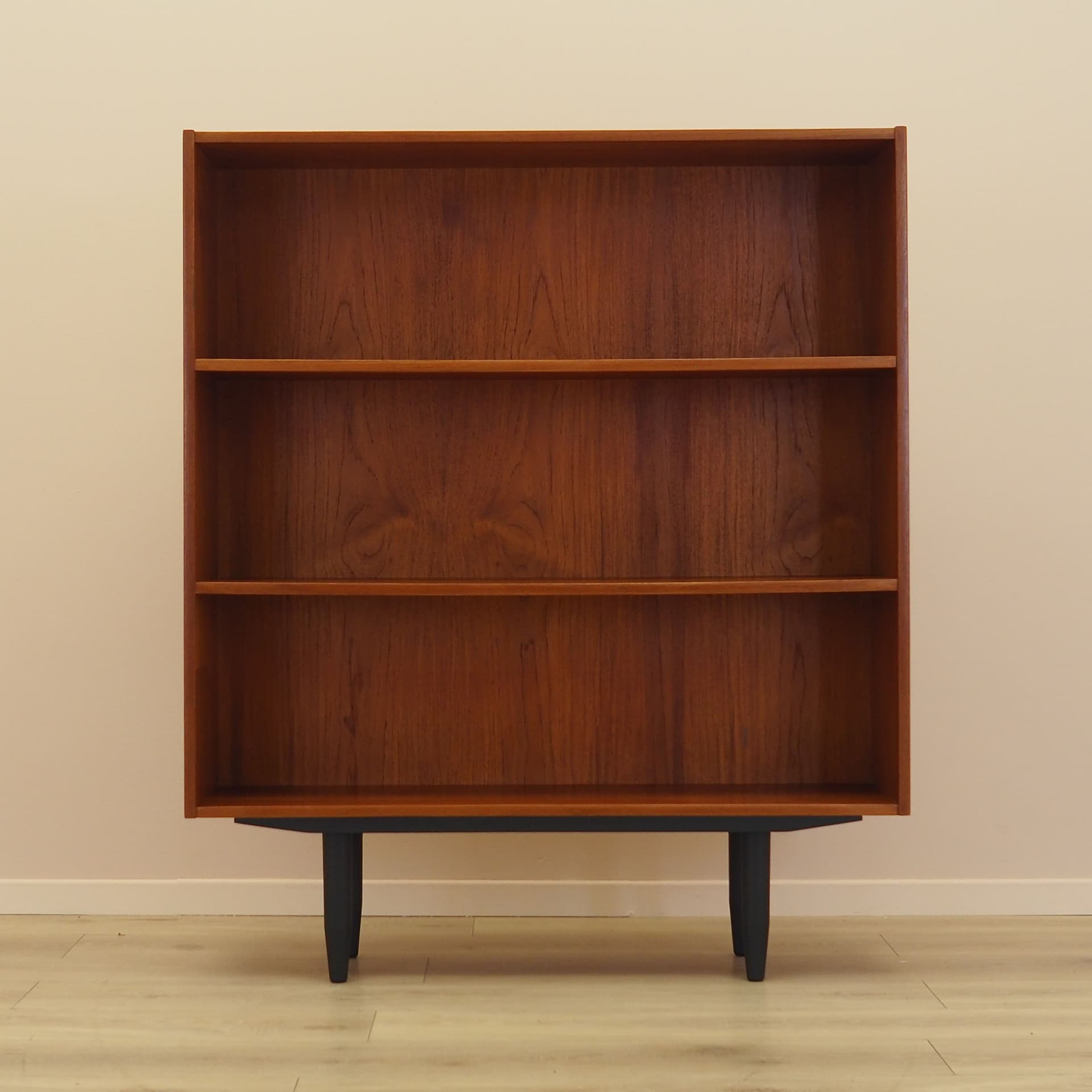 Shelving unit, brown teak, black wood, Denmark, 1970s. - 342985