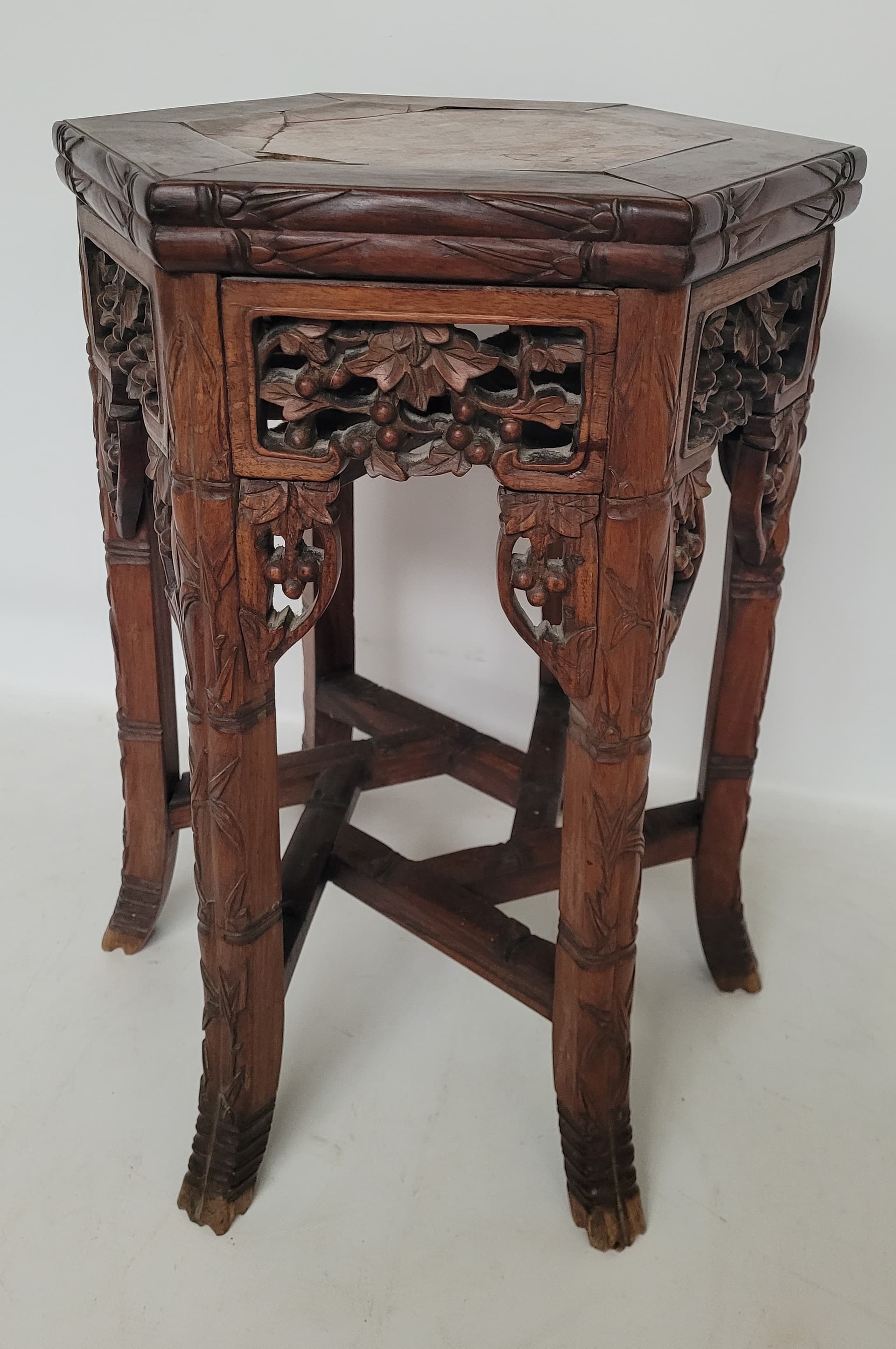Plant stand, brown mahogany, beige marble, France, early 20th century - 343018