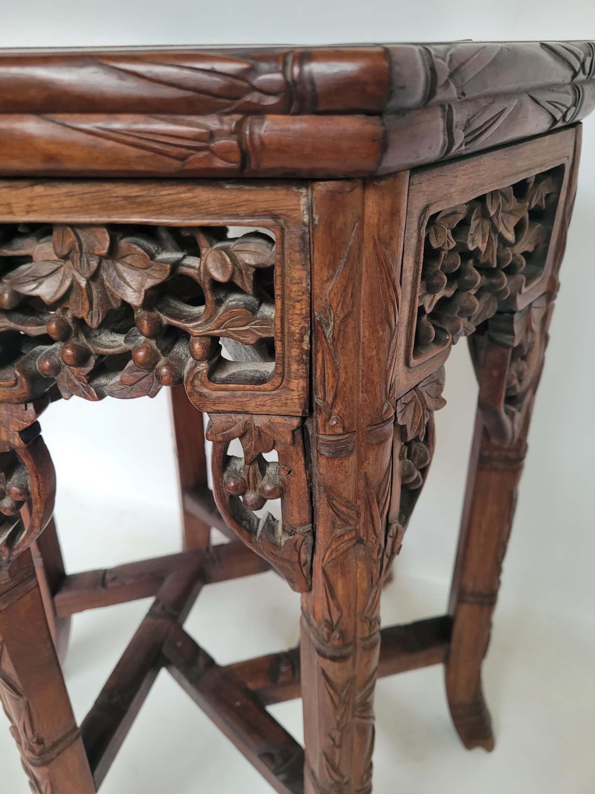 Plant stand, brown mahogany, beige marble, France, early 20th century - 343023
