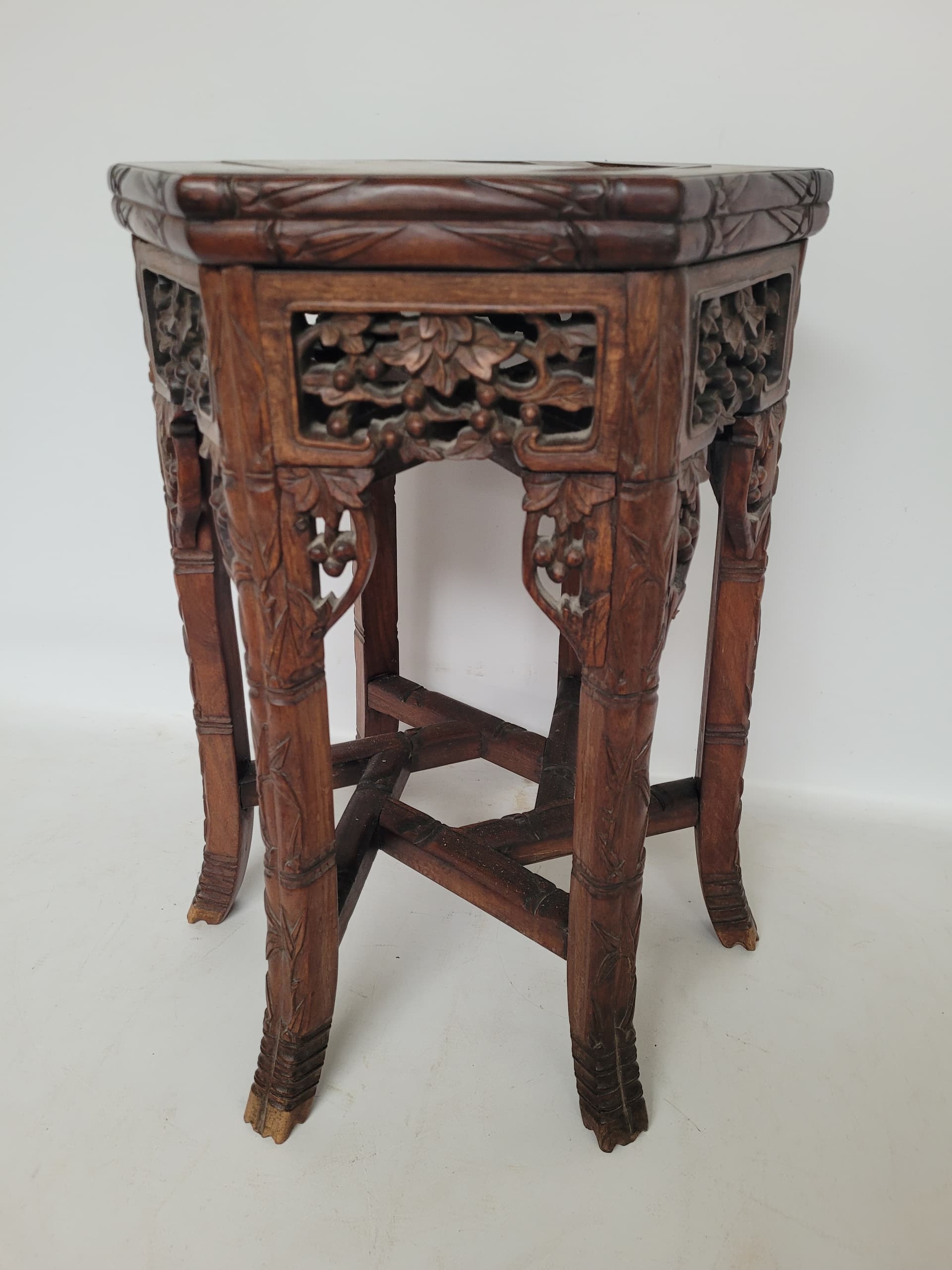 Plant stand, brown mahogany, beige marble, France, early 20th century - 343019