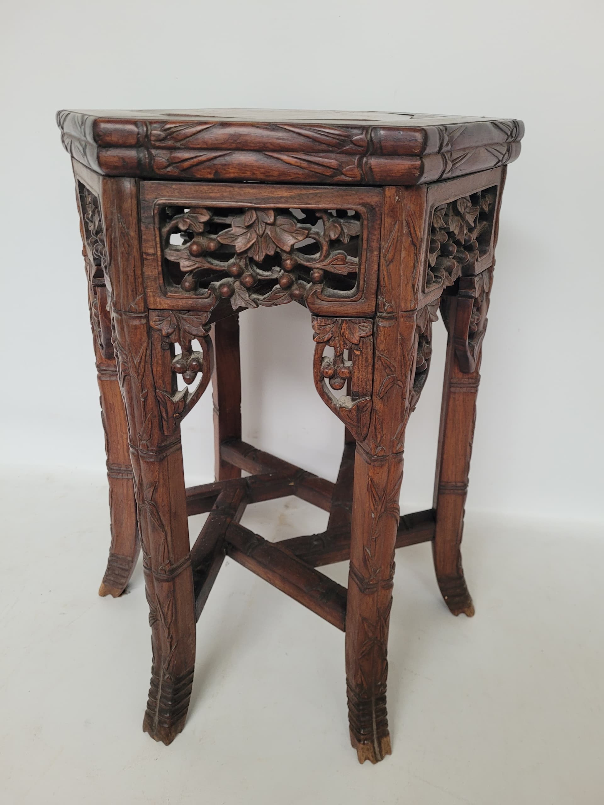 Plant stand, brown mahogany, beige marble, France, early 20th century - 343027