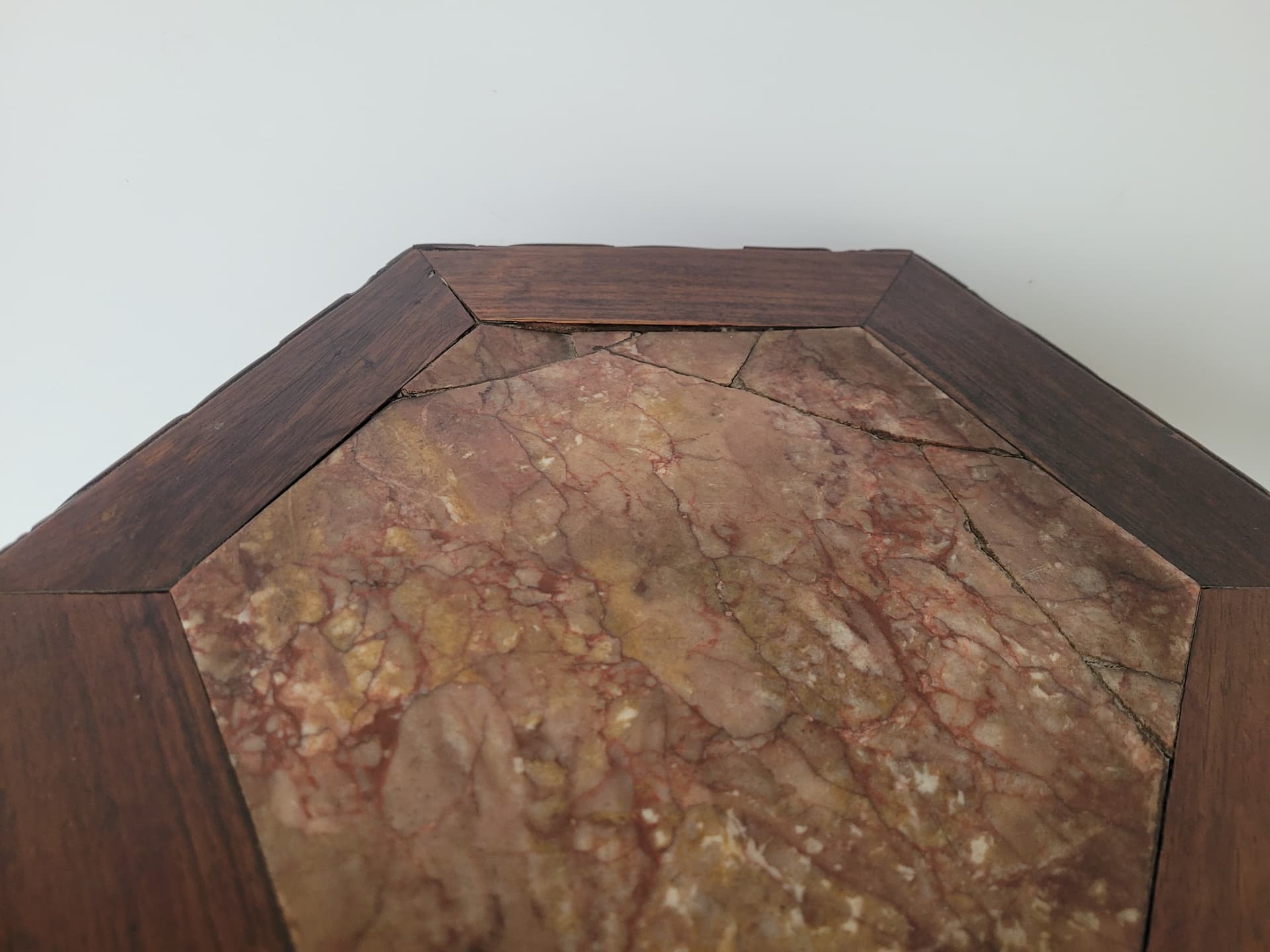 Plant stand, brown mahogany, beige marble, France, early 20th century - 343022