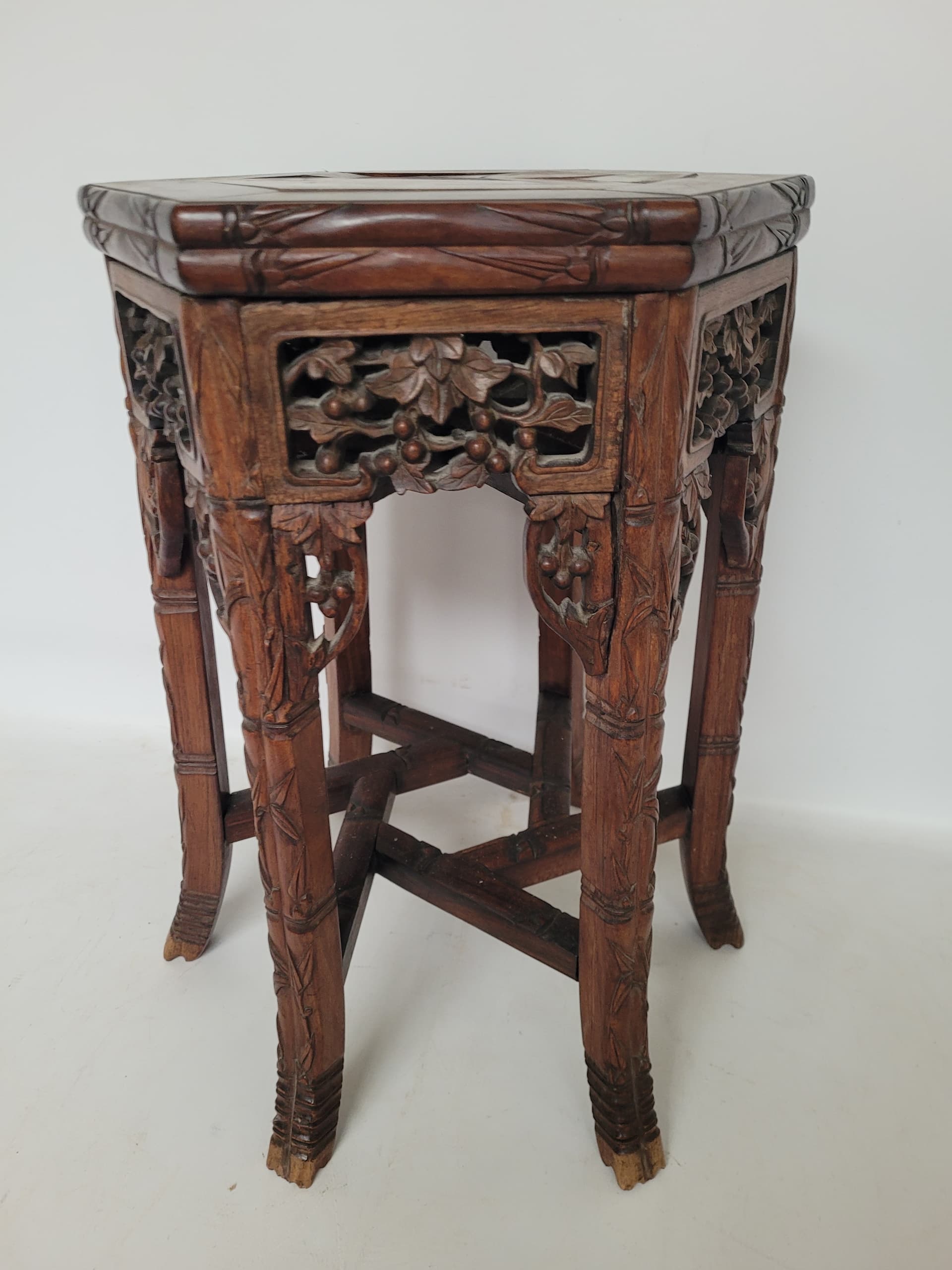 Plant stand, brown mahogany, beige marble, France, early 20th century - 343025