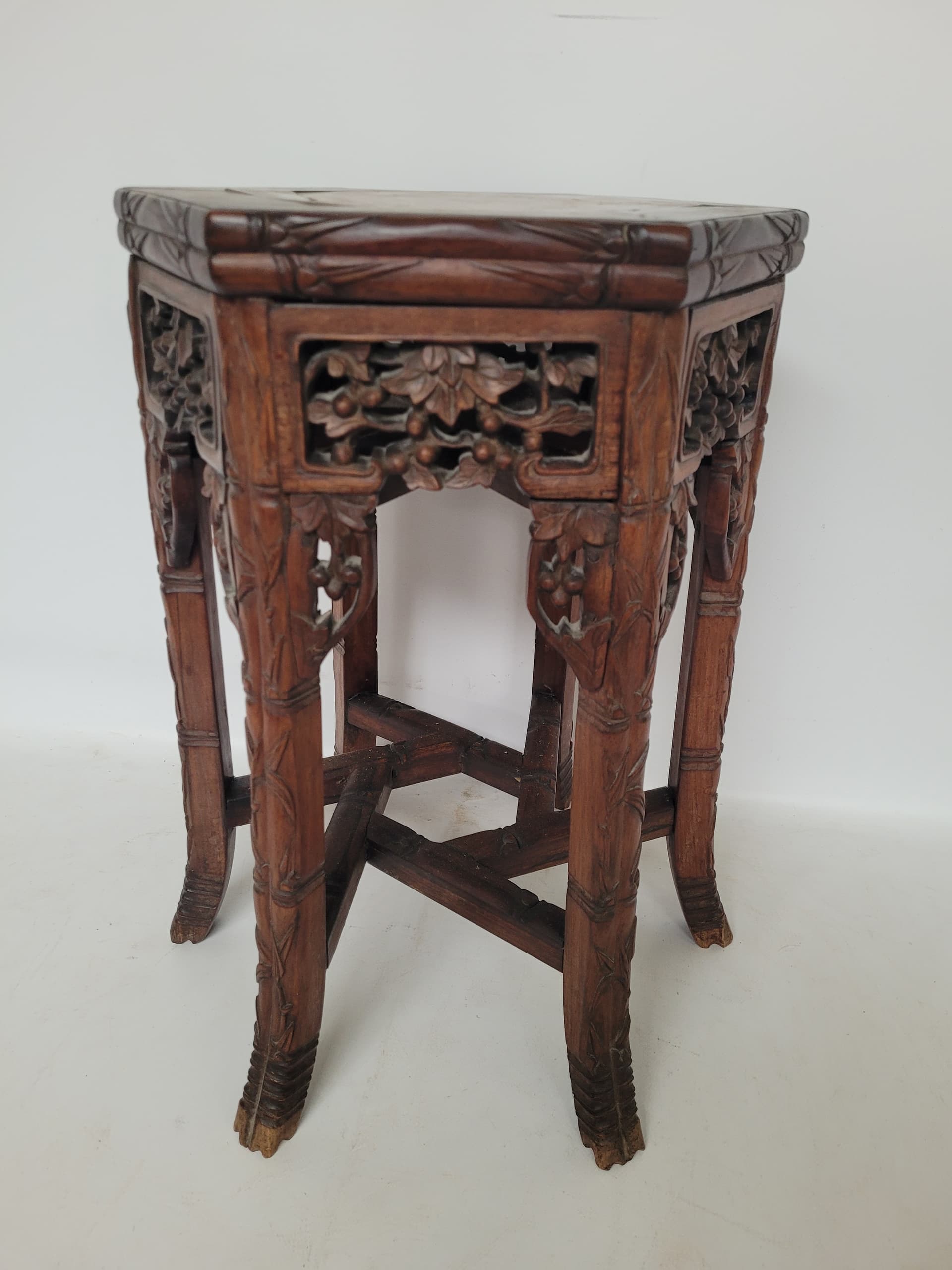 Plant stand, brown mahogany, beige marble, France, early 20th century - 343026