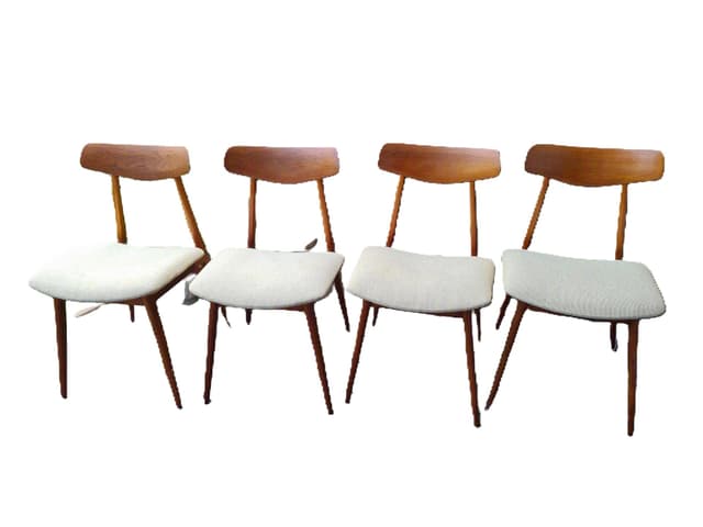 Set of four chairs Habeo, brown teak, beige cotton, Germany, 1960s - DIMENSION