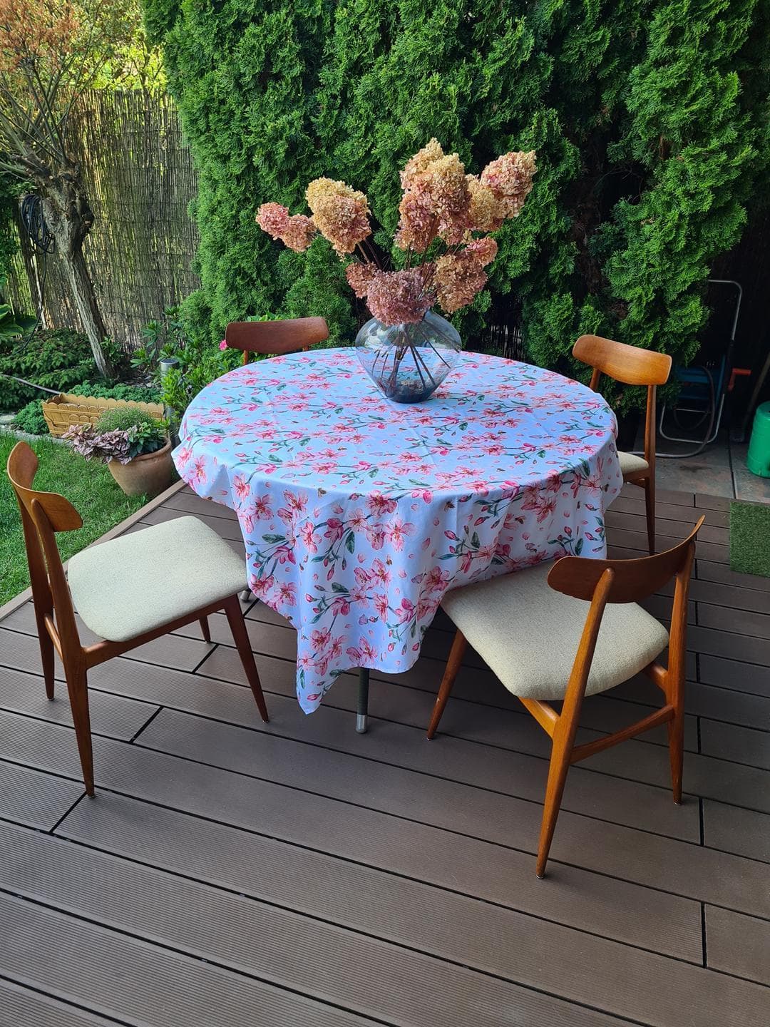 Set of four chairs Habeo, brown teak, beige cotton, Germany, 1960s - 343064