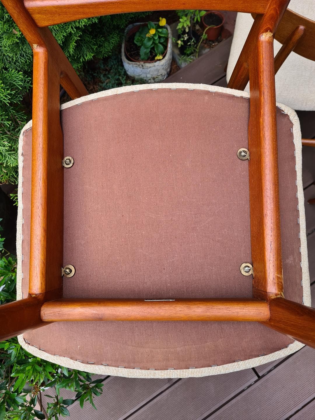 Set of four chairs Habeo, brown teak, beige cotton, Germany, 1960s - 343057