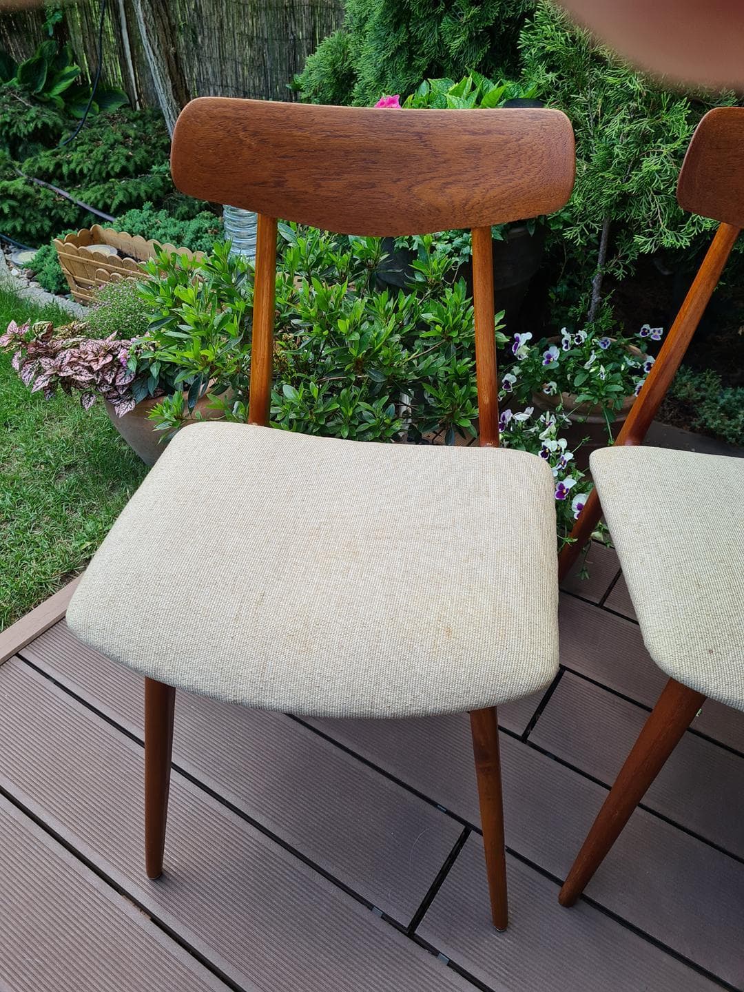 Set of four chairs Habeo, brown teak, beige cotton, Germany, 1960s - 343059