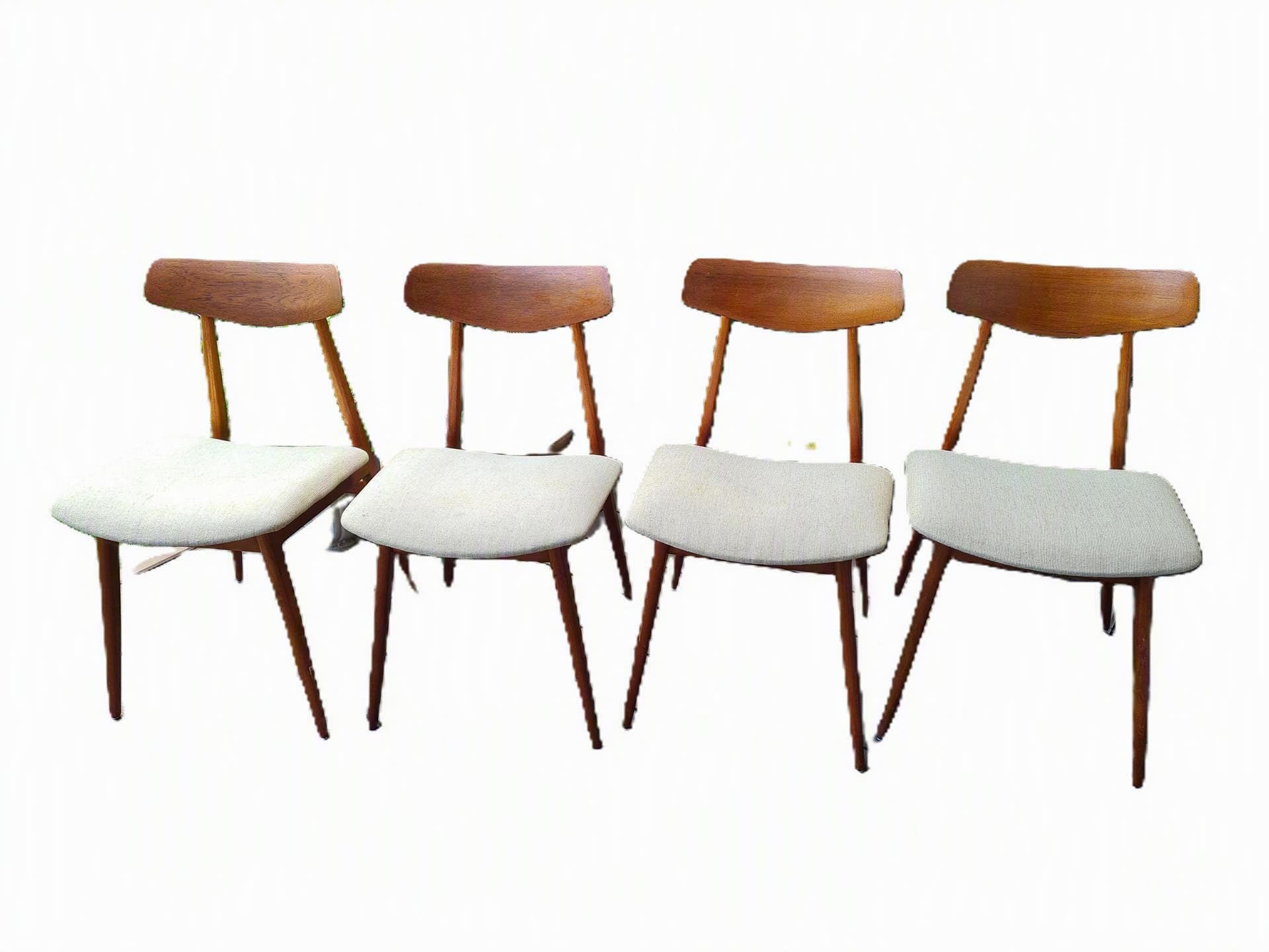 Set of four chairs Habeo, brown teak, beige cotton, Germany, 1960s - 343053