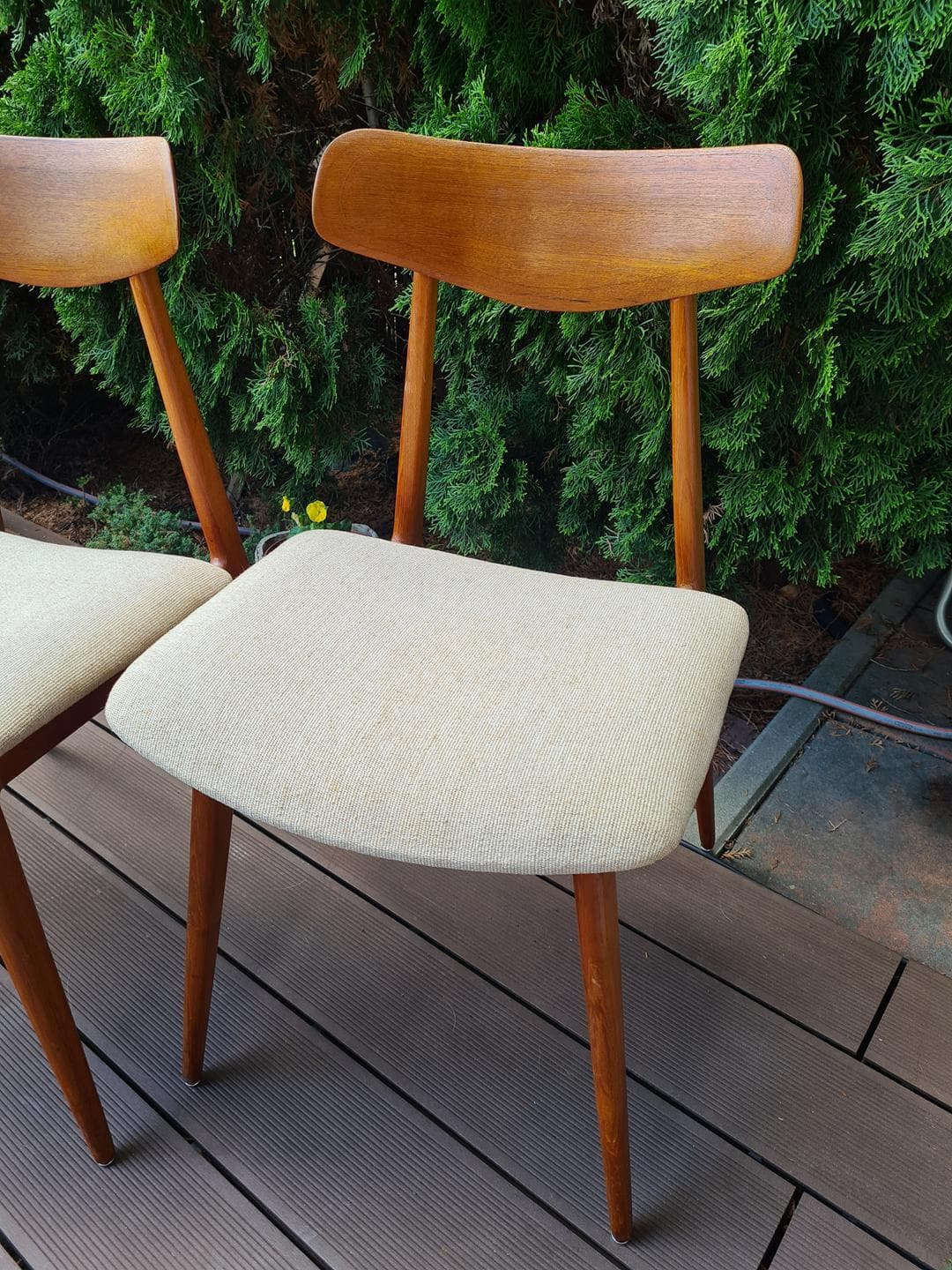 Set of four chairs Habeo, brown teak, beige cotton, Germany, 1960s - 343062
