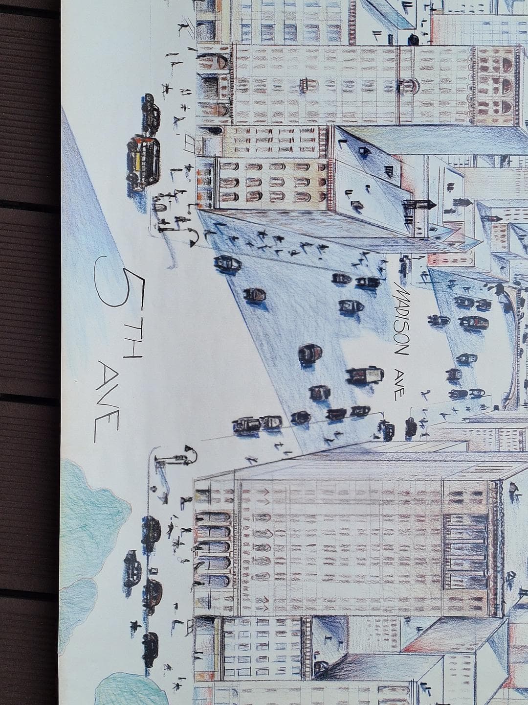 Plakat Olde New York 91x58,5 cm, papier niebieski czarny beżowy, lata 80. - 343090