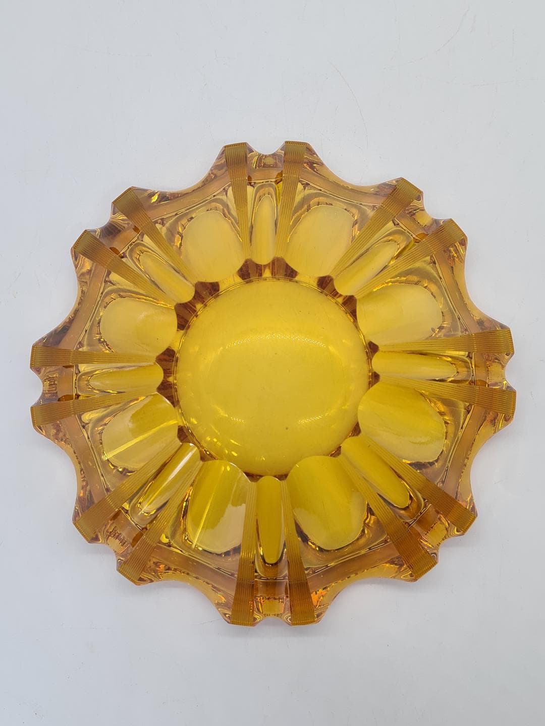 Decorative bowl, yellow brown transparent, glass, 1960s - 343098