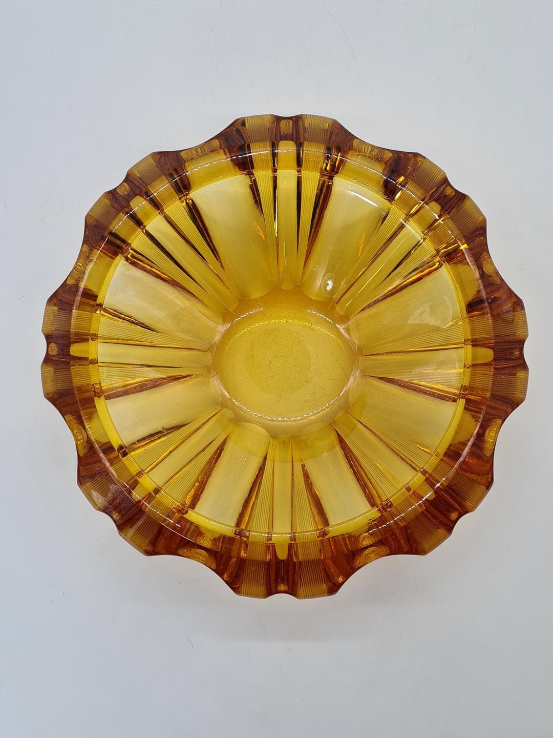 Decorative bowl, yellow brown transparent, glass, 1960s - 343099