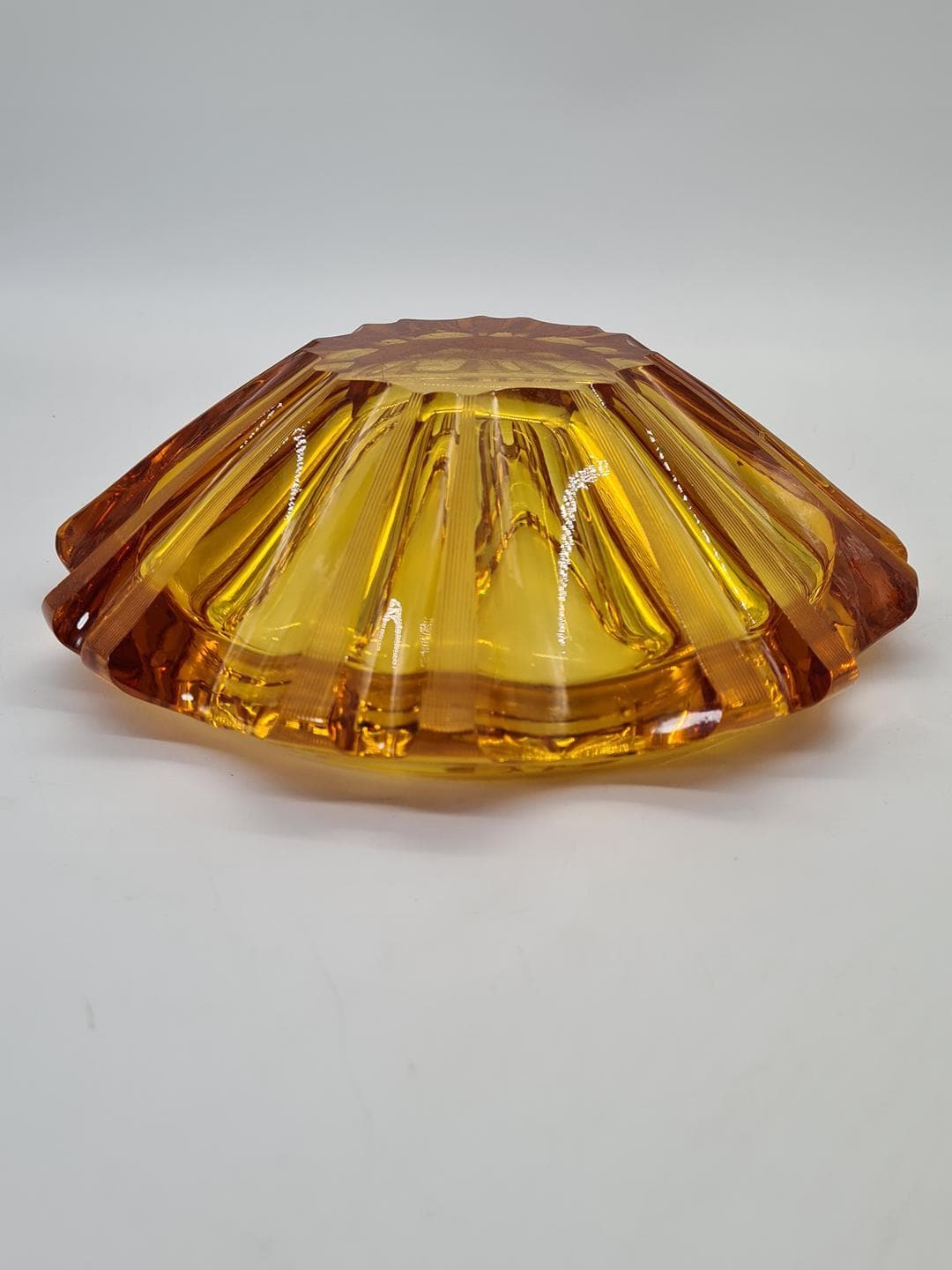 Decorative bowl, yellow brown transparent, glass, 1960s - 343094
