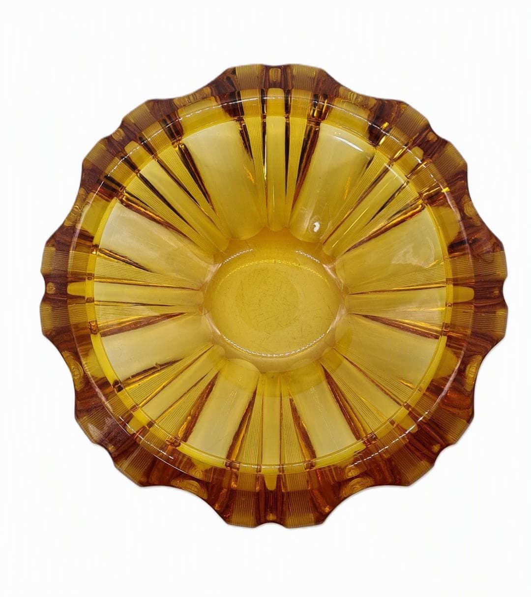 Decorative bowl, yellow brown transparent, glass, 1960s - 343093