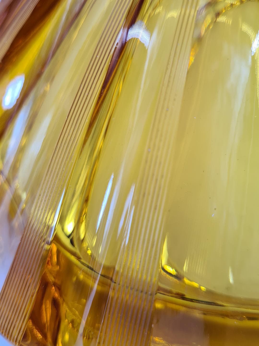 Decorative bowl, yellow brown transparent, glass, 1960s - 343100