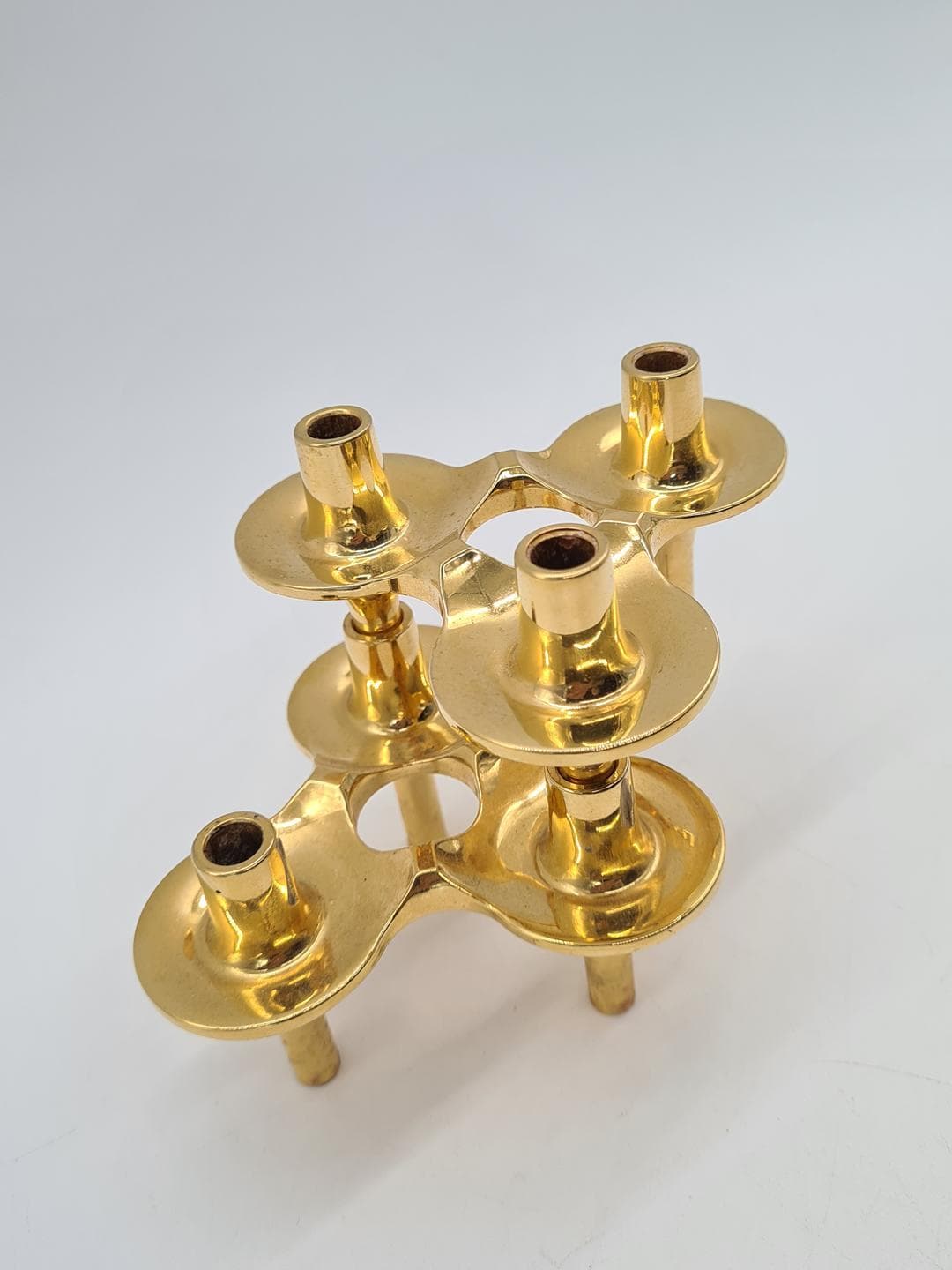 Set of Two Candleholders Orion, gold brass, Denmark, 1970s - 343109