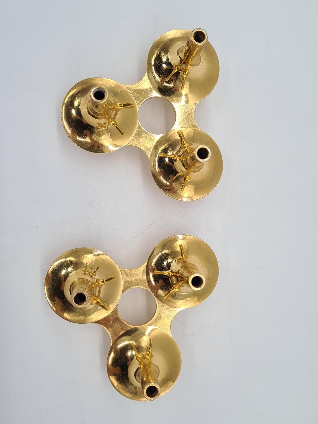 Set of Two Candleholders Orion, gold brass, Denmark, 1970s - 343106