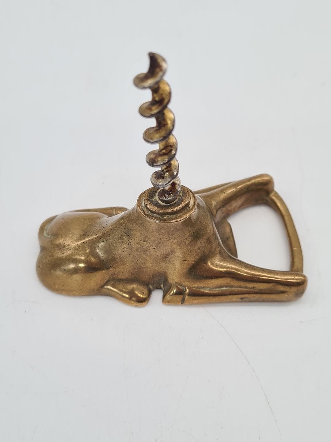 Korkociąg figuralny Eneret – Reclining Bull, brąz złocony, stal, Argentor Bronze, Dania, lata 60. - 343120