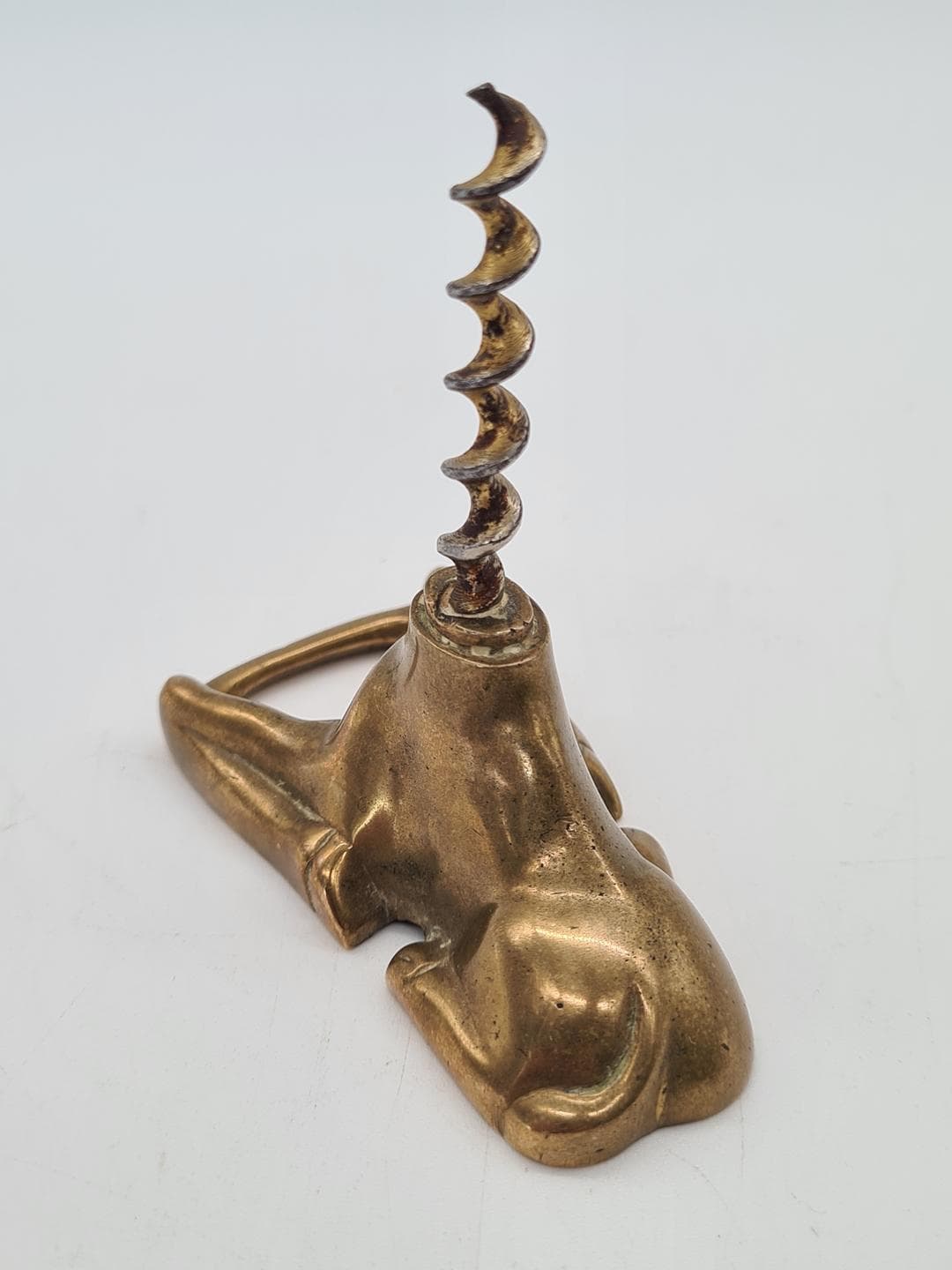 Korkociąg figuralny Eneret – Reclining Bull, brąz złocony, stal, Argentor Bronze, Dania, lata 60. - 343117