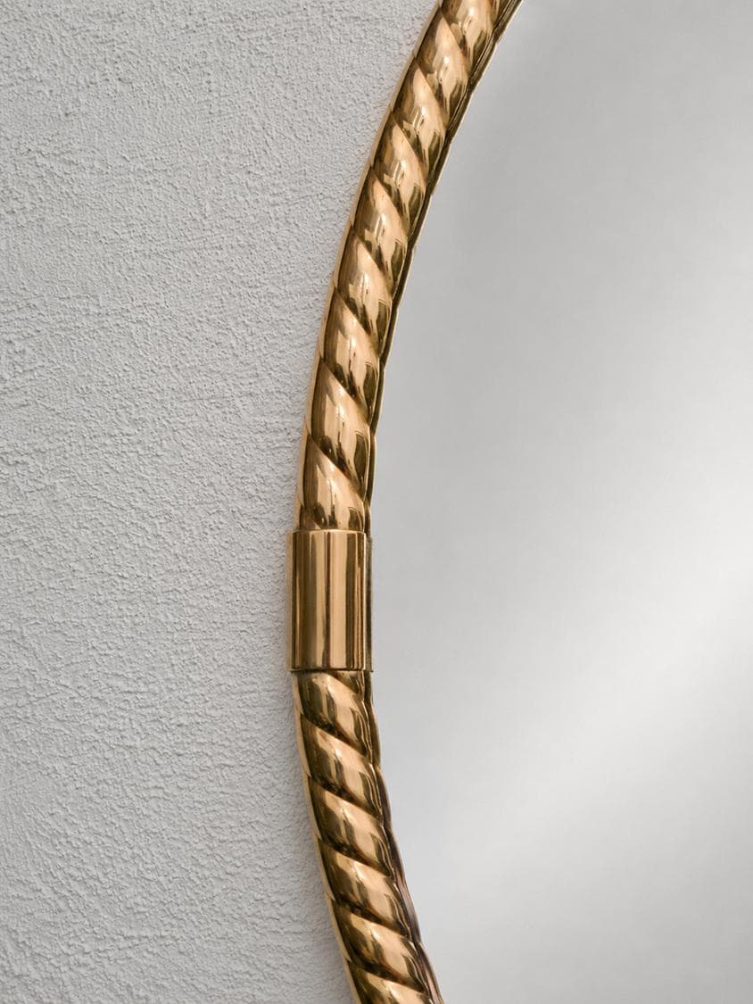 Wall mirror round, gold brass, 1970s - 343138