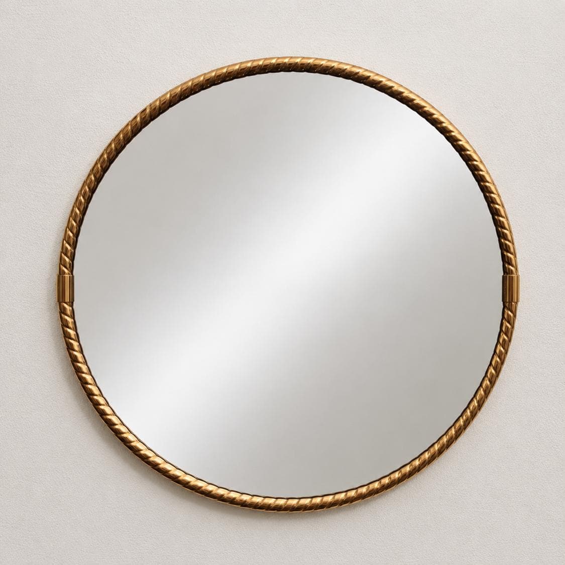 Wall mirror round, gold brass, 1970s - 343140