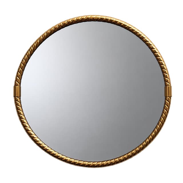 Wall mirror round, gold brass, 1970s - DIMENSION